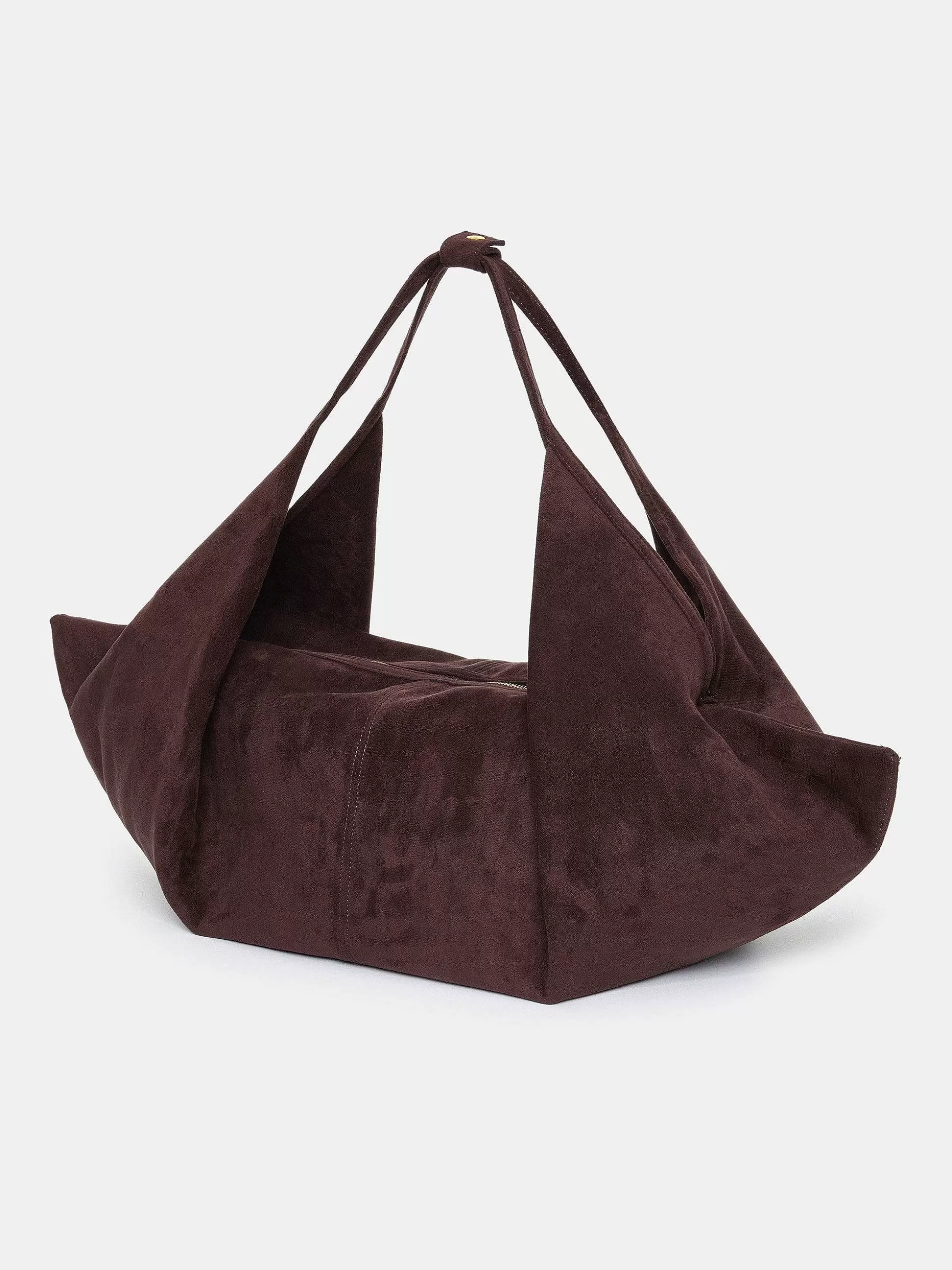 Women Source Unknown Clothing-Large Fortune Cookie Bag, Suede Brown