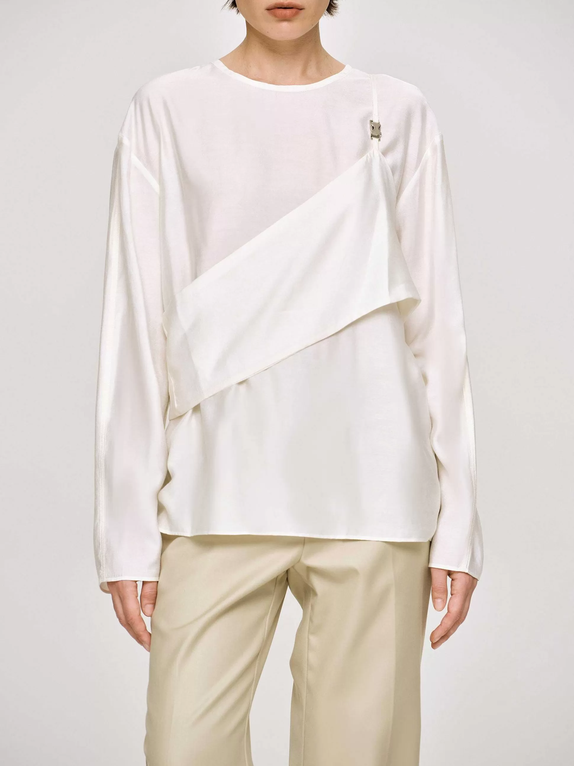 Women Source Unknown Tops-Layered Bustier Blouse, Ivory