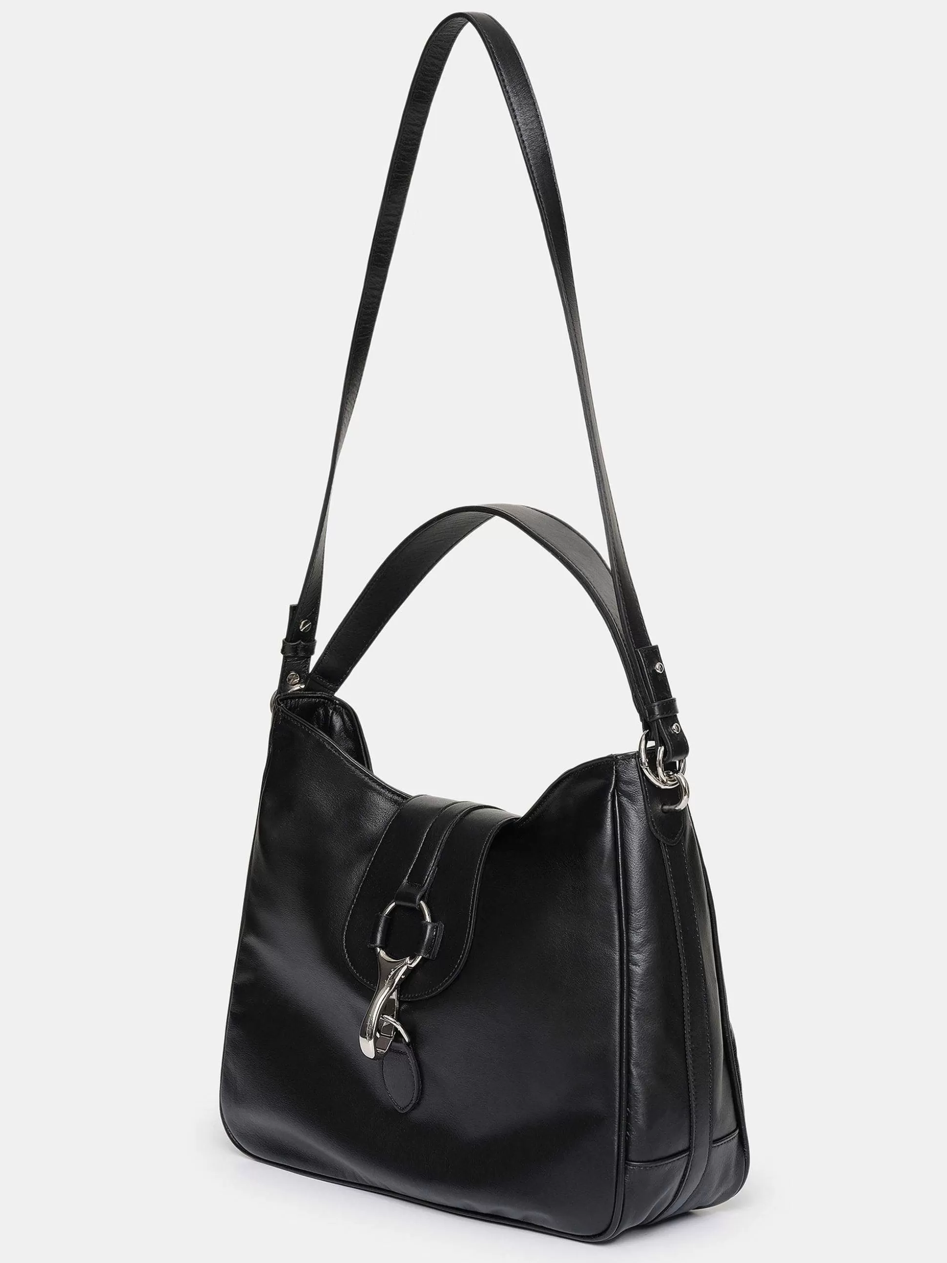 Women Source Unknown Clothing-Leather Hobo Bag, Black