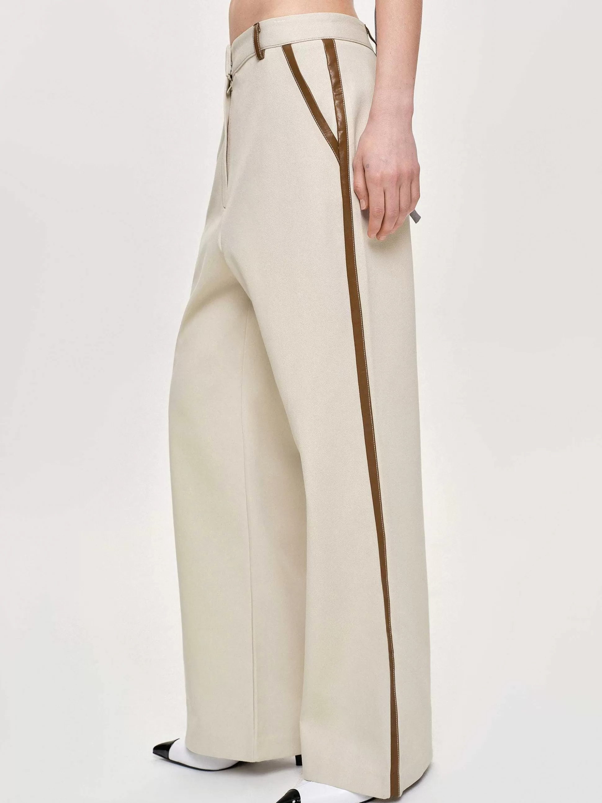 Women Source Unknown Co-Ords-Leather-Trimmed Pants, Canvas