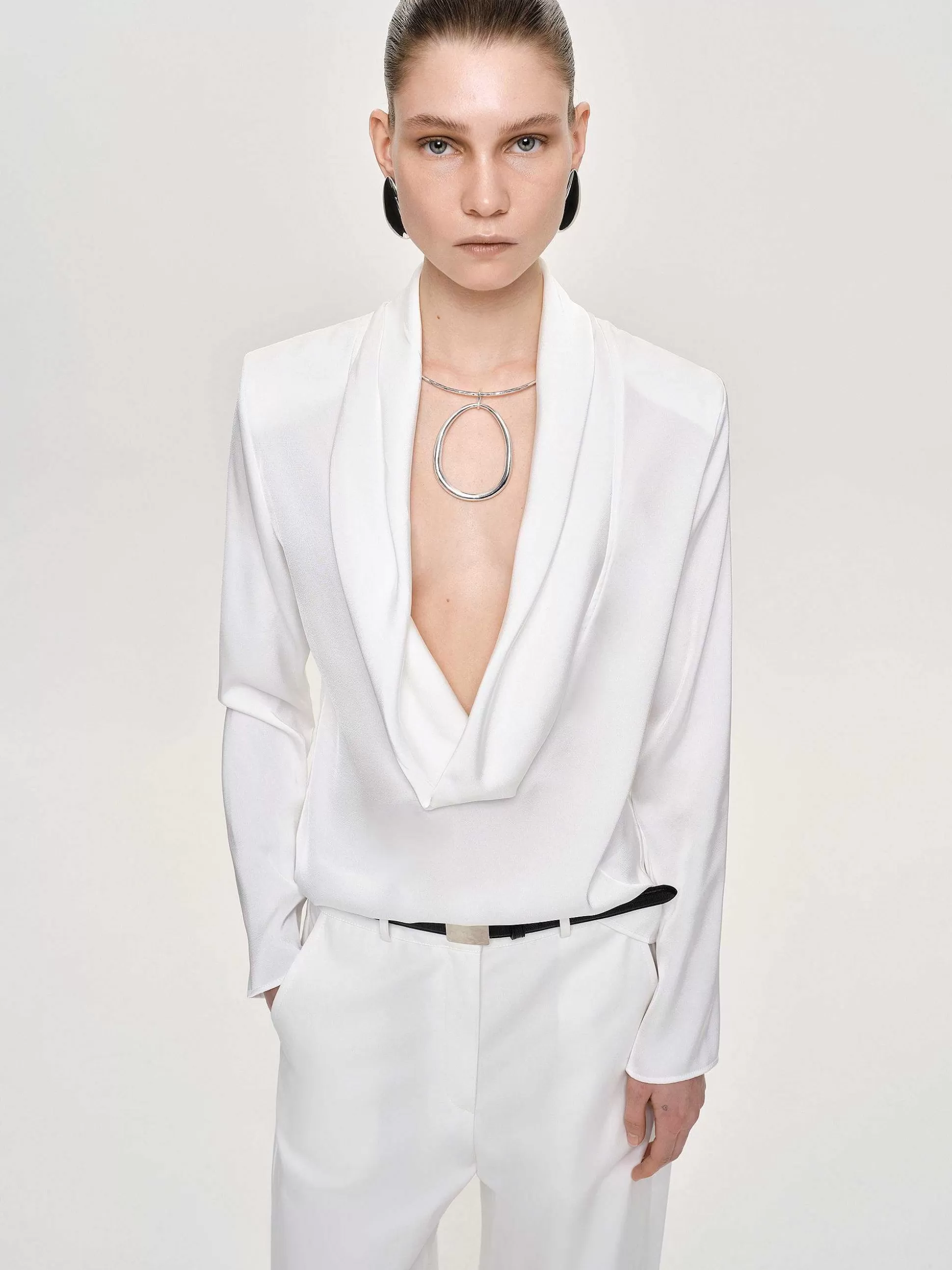 Women Source Unknown Tops-Leiva Cowl-Back Blouse, White