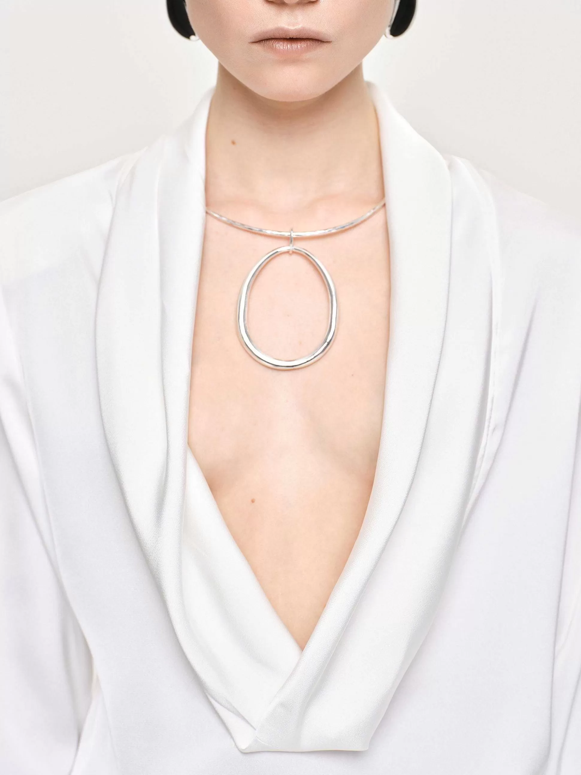 Women Source Unknown Accessories-Loop Choker, Silver