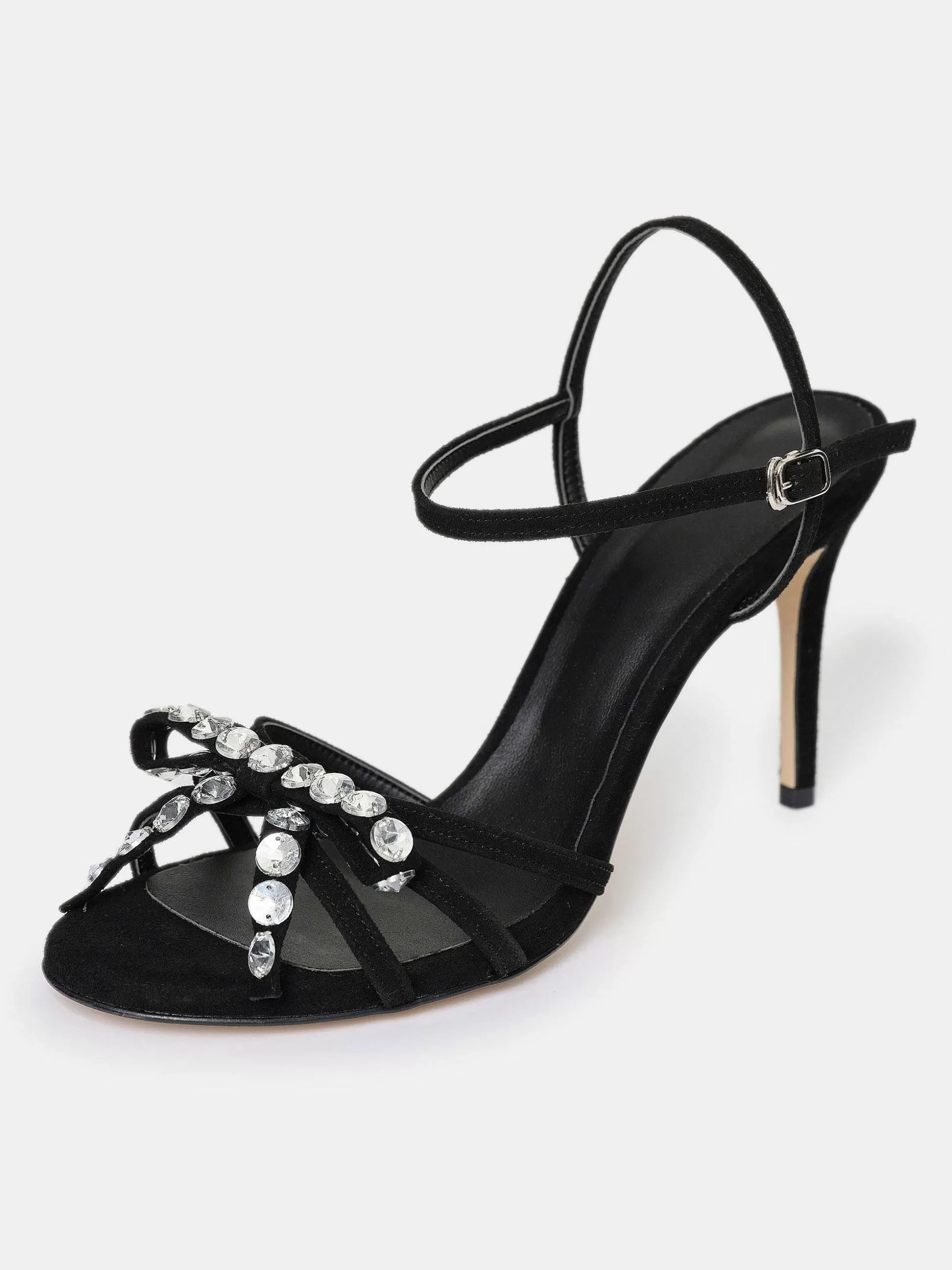 Women Source Unknown Shoes & Bags-Micol Open Toe Jeweled Heel Sandals, Black