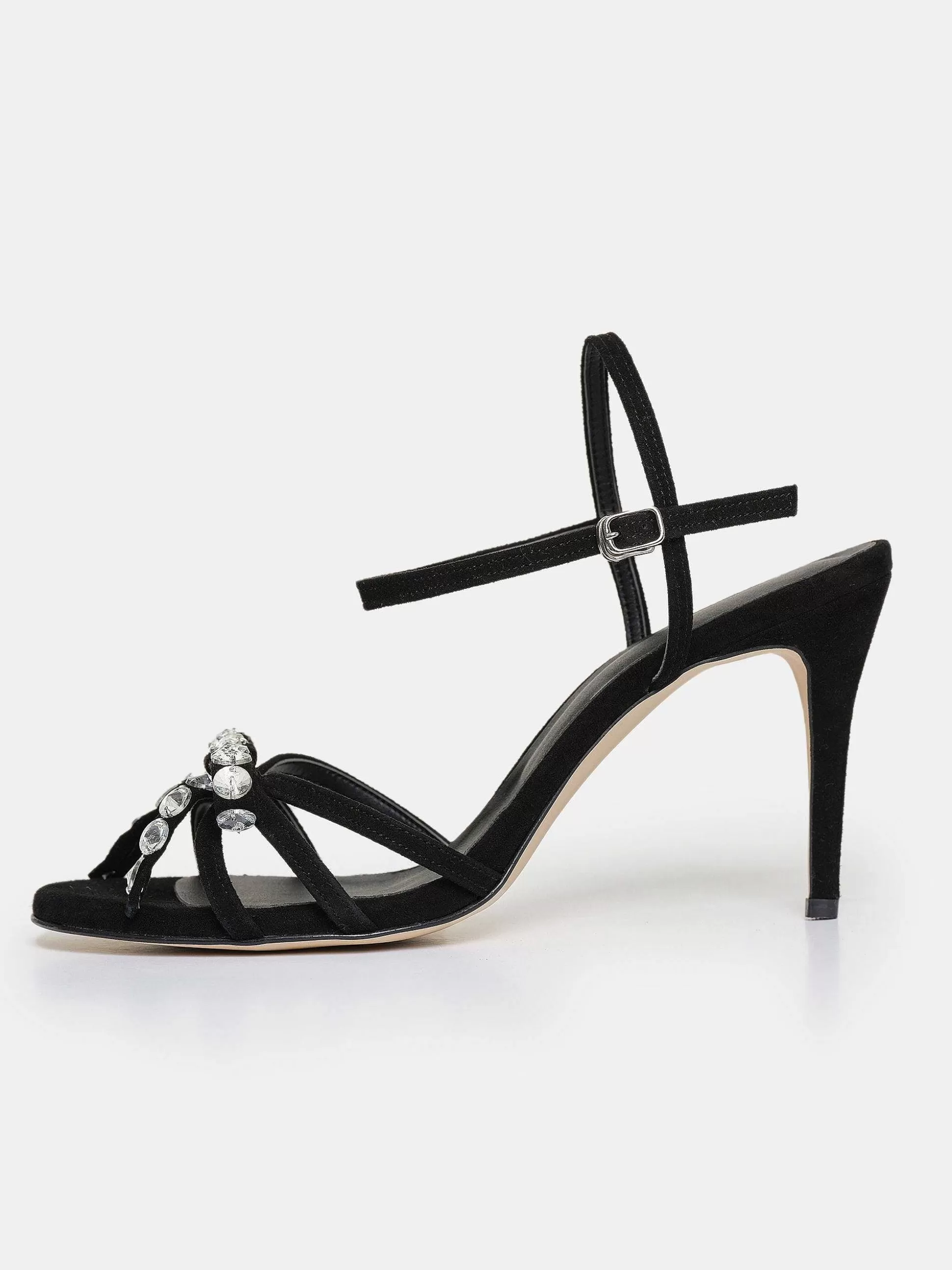 Women Source Unknown Shoes & Bags-Micol Open Toe Jeweled Heel Sandals, Black