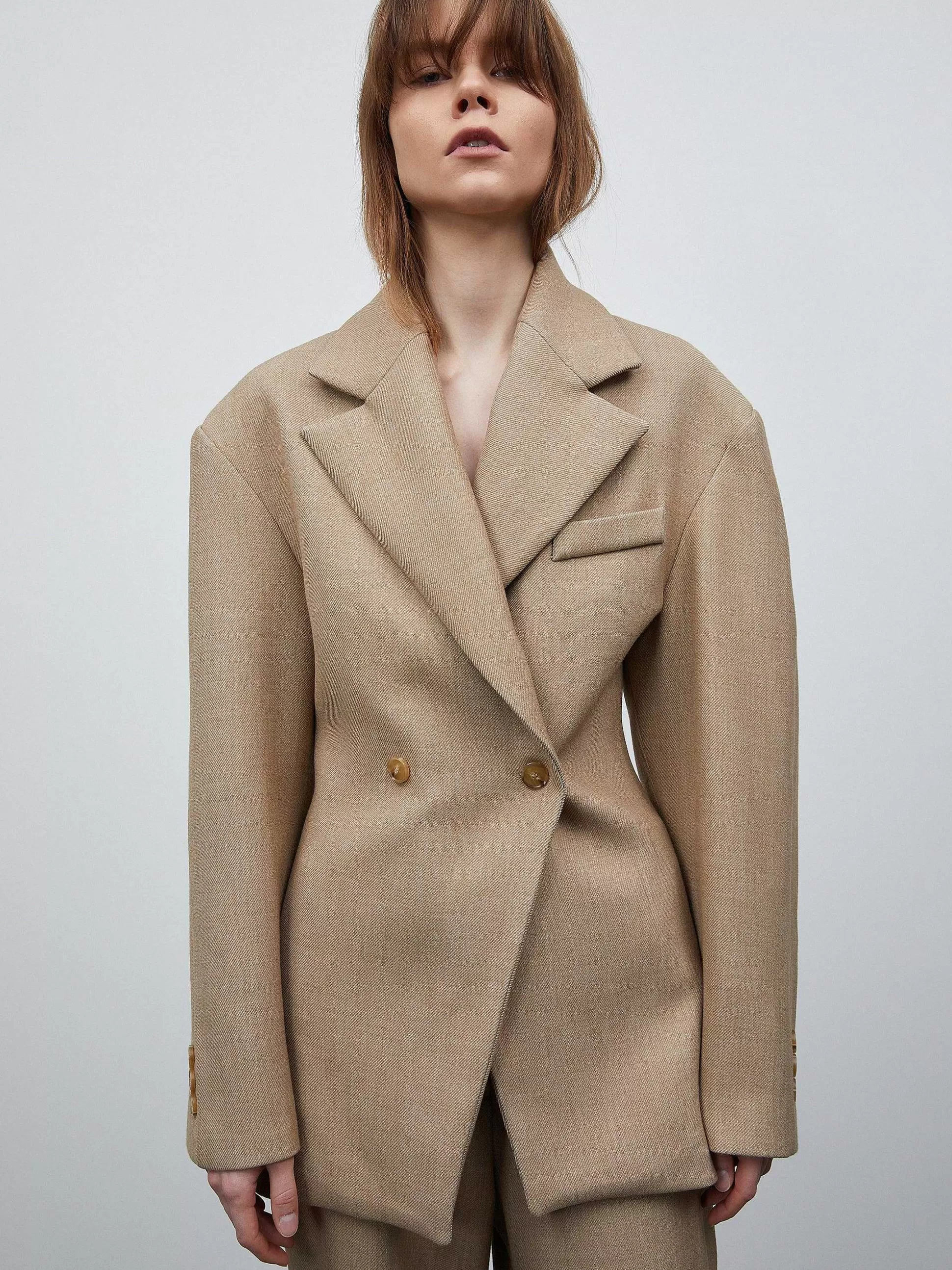 Women Source Unknown Clothing-Nangy Double Breasted Cinched Blazer,