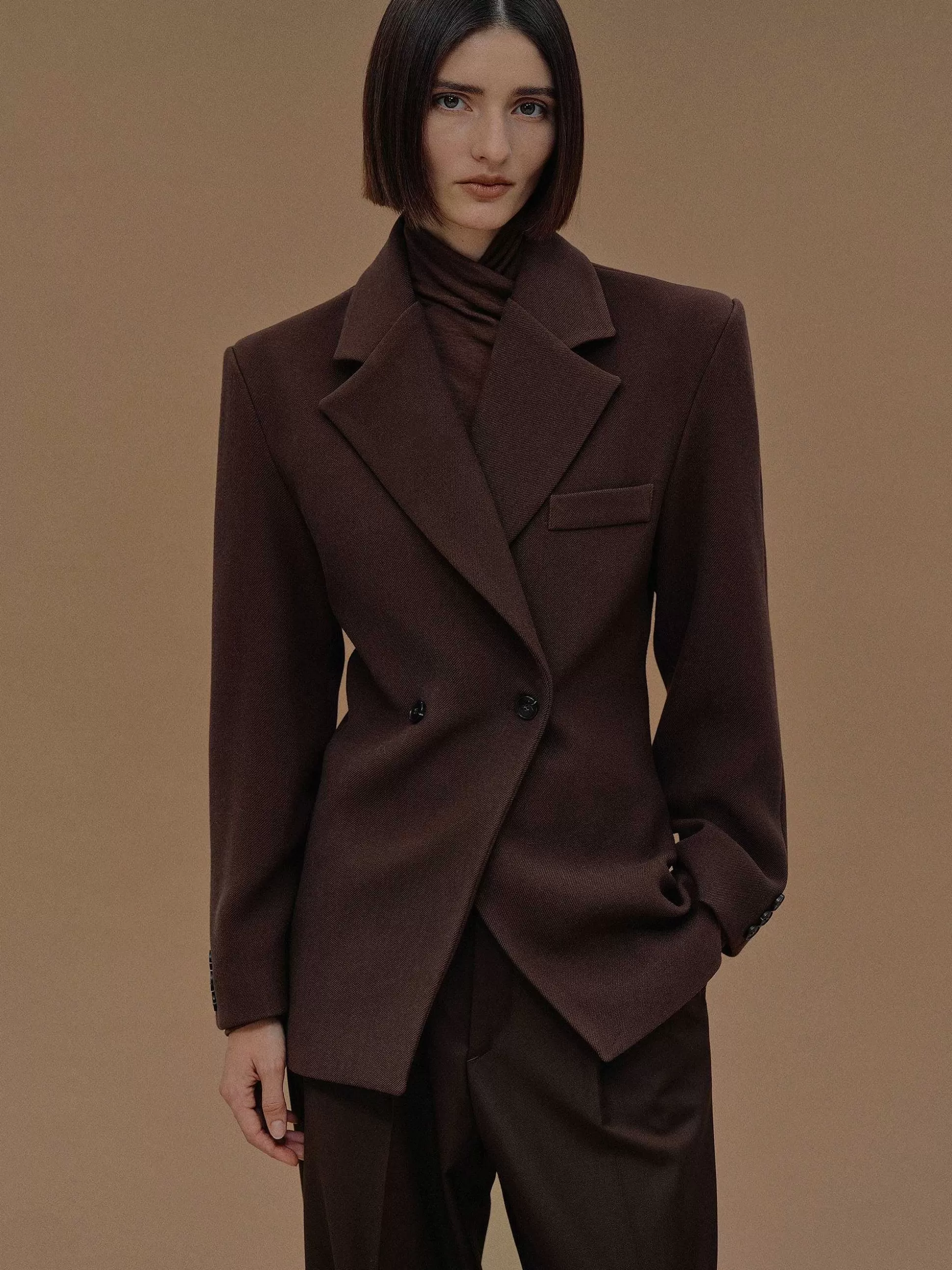 Women Source Unknown Clothing-Nangy Double Breasted Cinched Blazer,