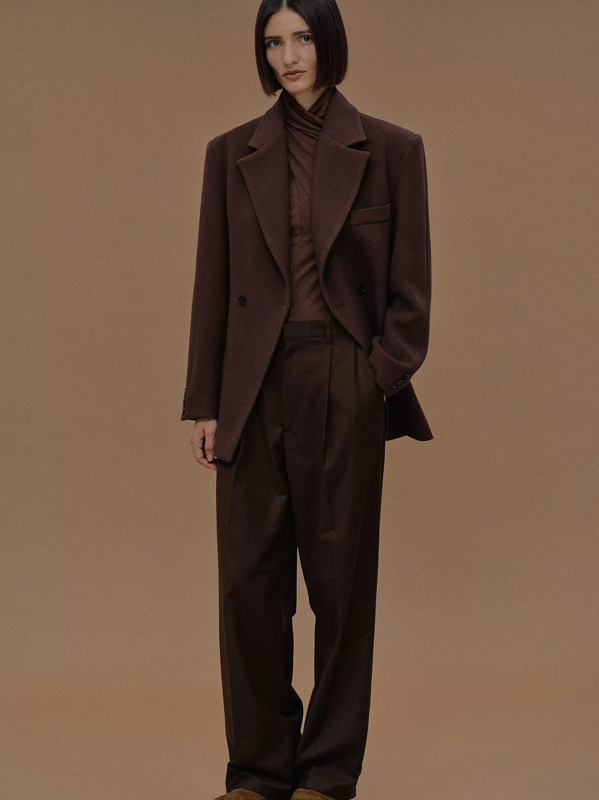 Women Source Unknown Outerwear-Nangy Double Breasted Cinched Blazer,