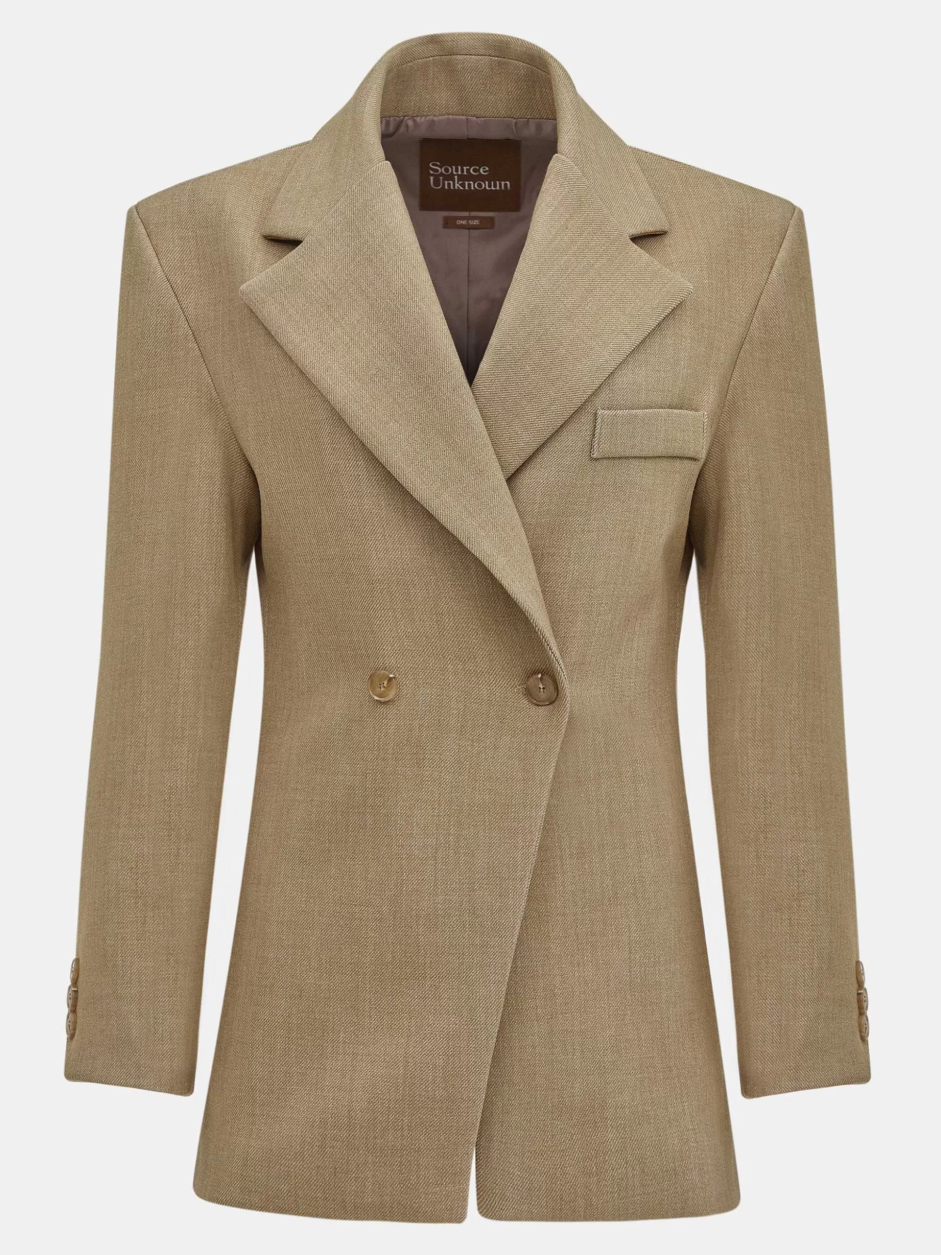Women Source Unknown Outerwear-Nangy Double Breasted Cinched Blazer,