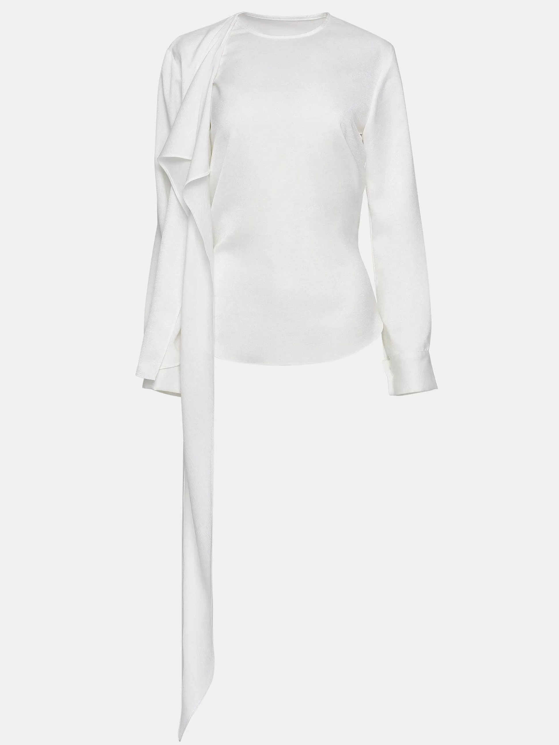 Women Source Unknown Tops-Notte Draped Scarf Blouse, White