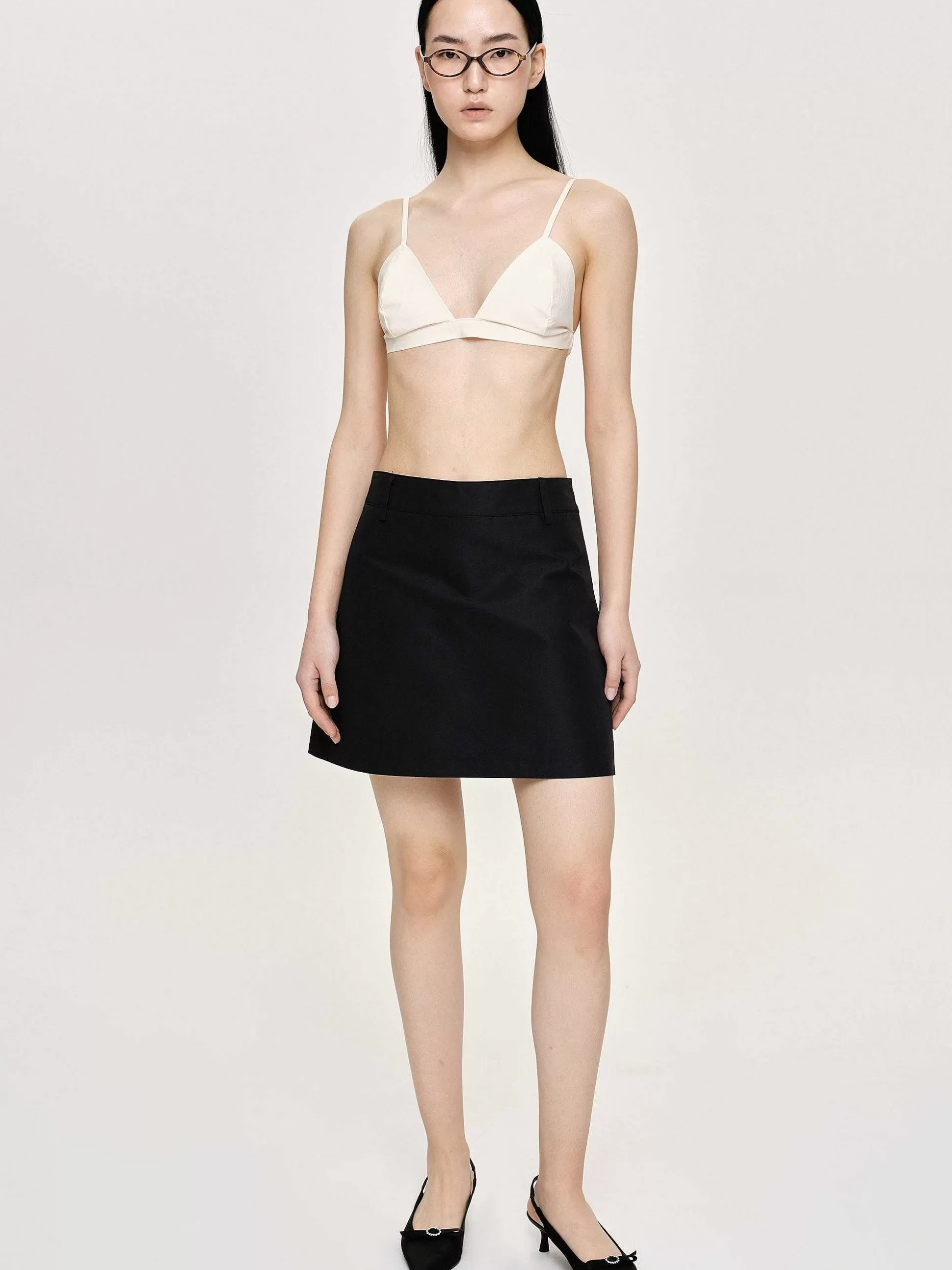Women Source Unknown Bottoms-Nylon Suit Miniskirt, Black