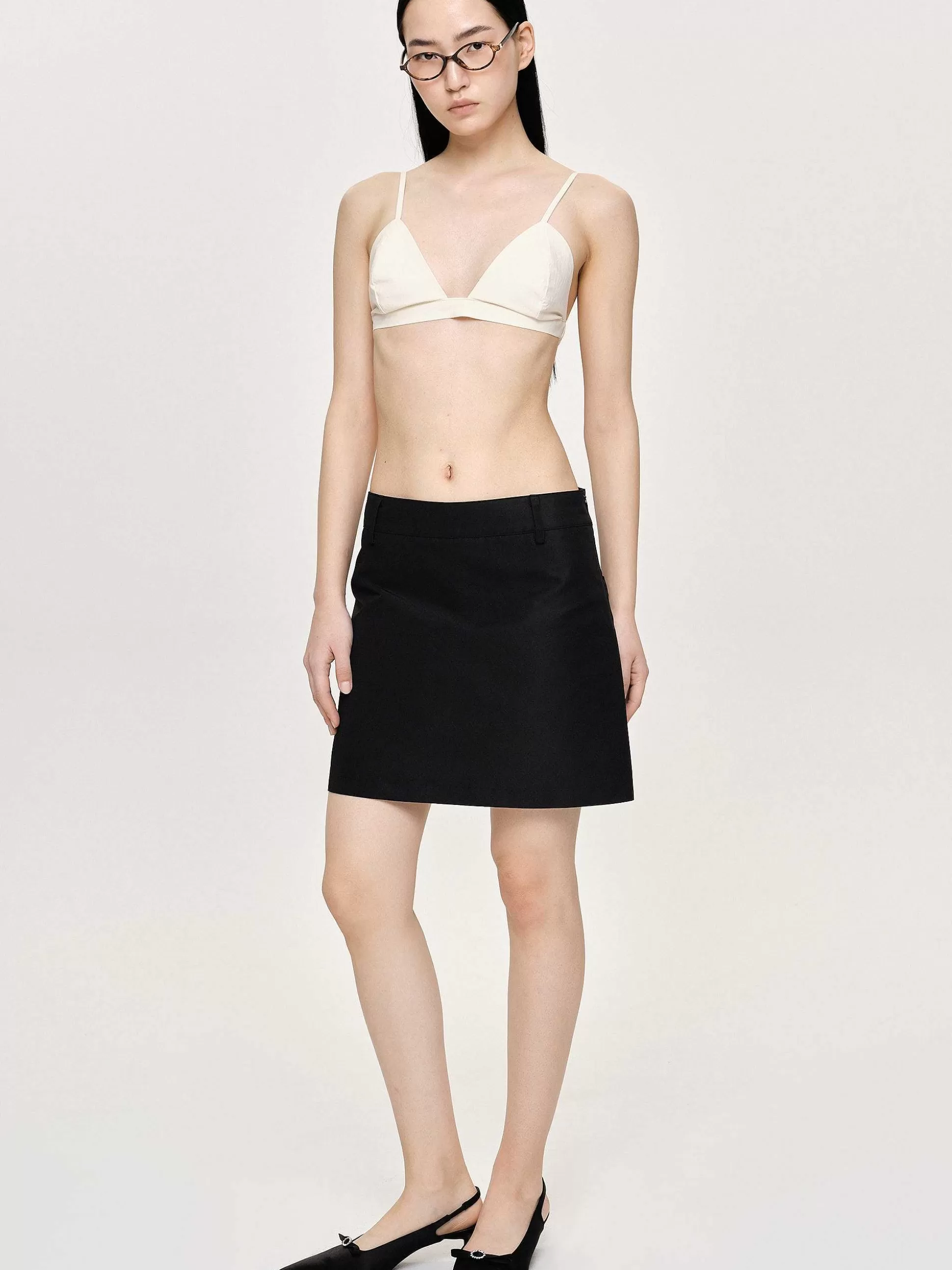 Women Source Unknown Bottoms-Nylon Suit Miniskirt, Black