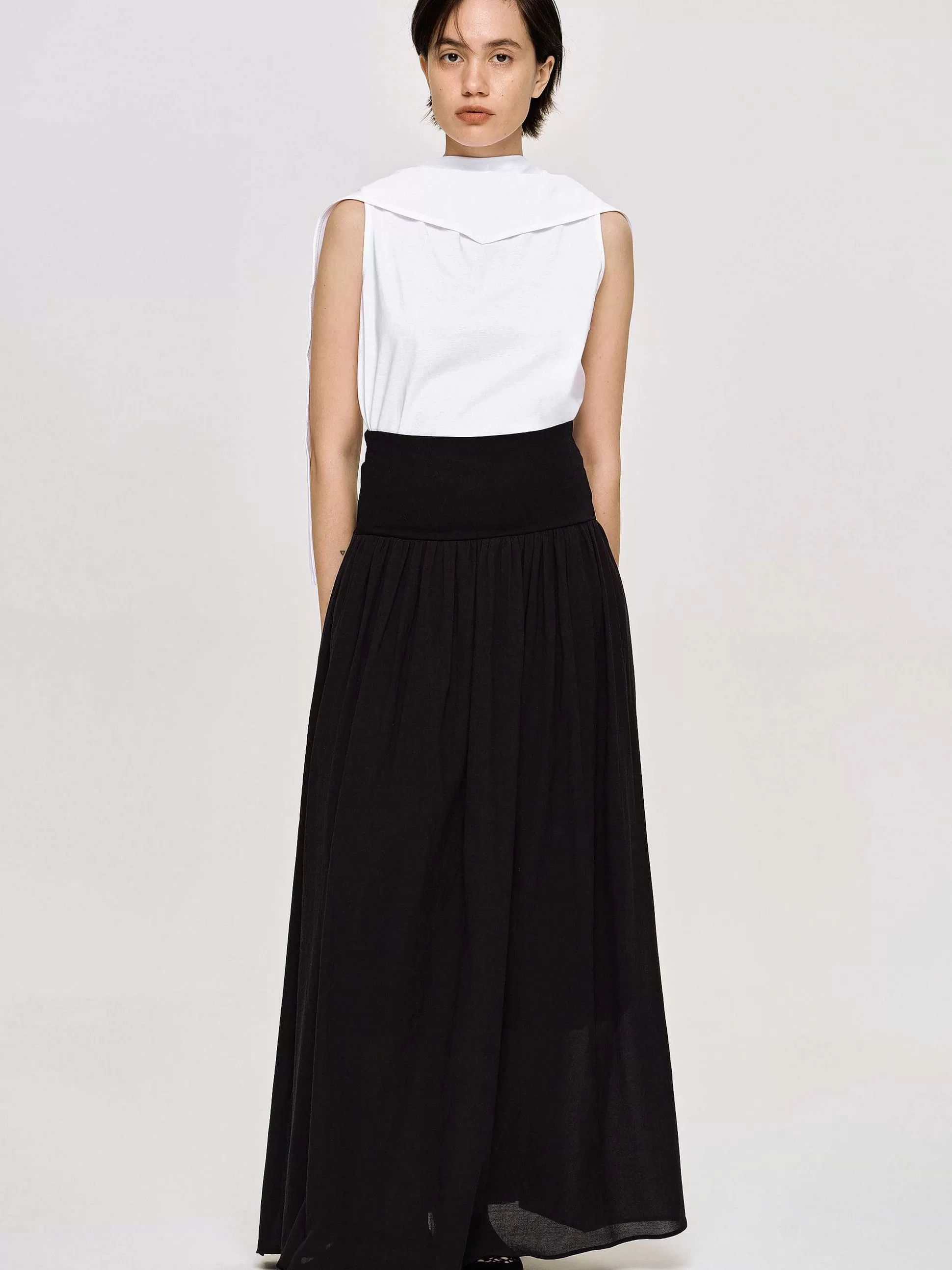 Women Source Unknown Clothing-Ocelia Drop Waist Maxi Skirt, Black