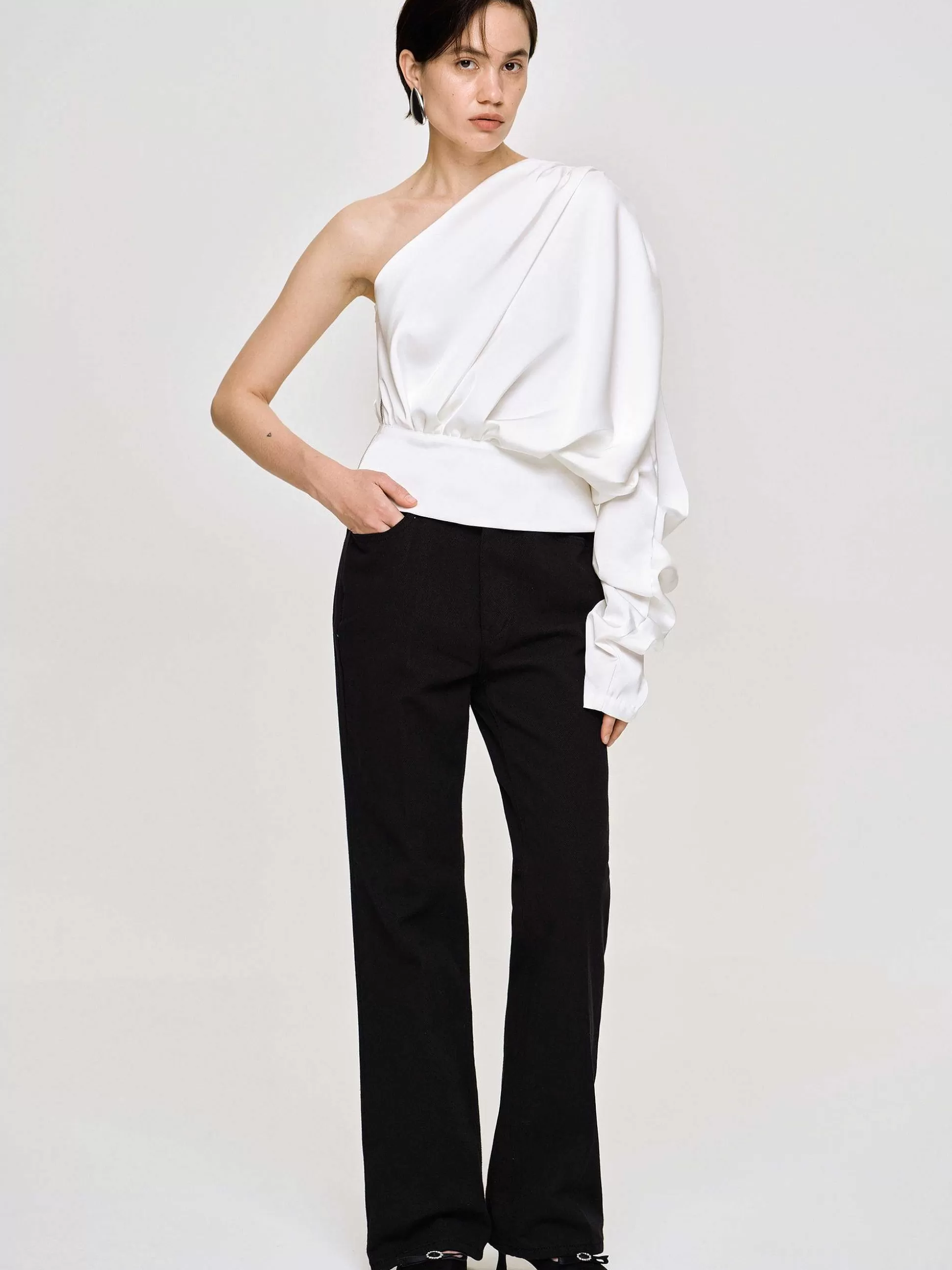 Women Source Unknown Clothing-One-Shoulder Blouse, White