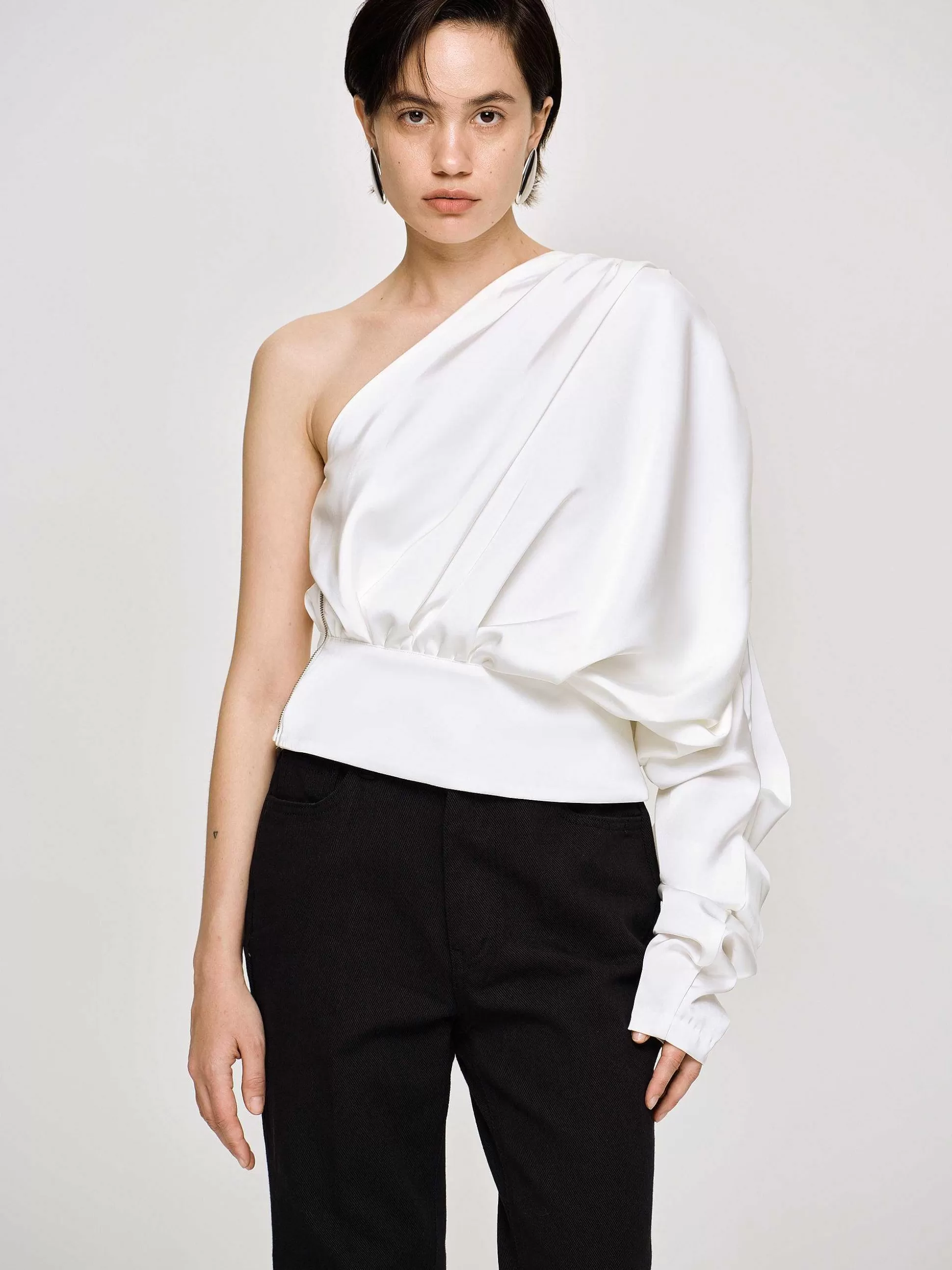 Women Source Unknown Clothing-One-Shoulder Blouse, White