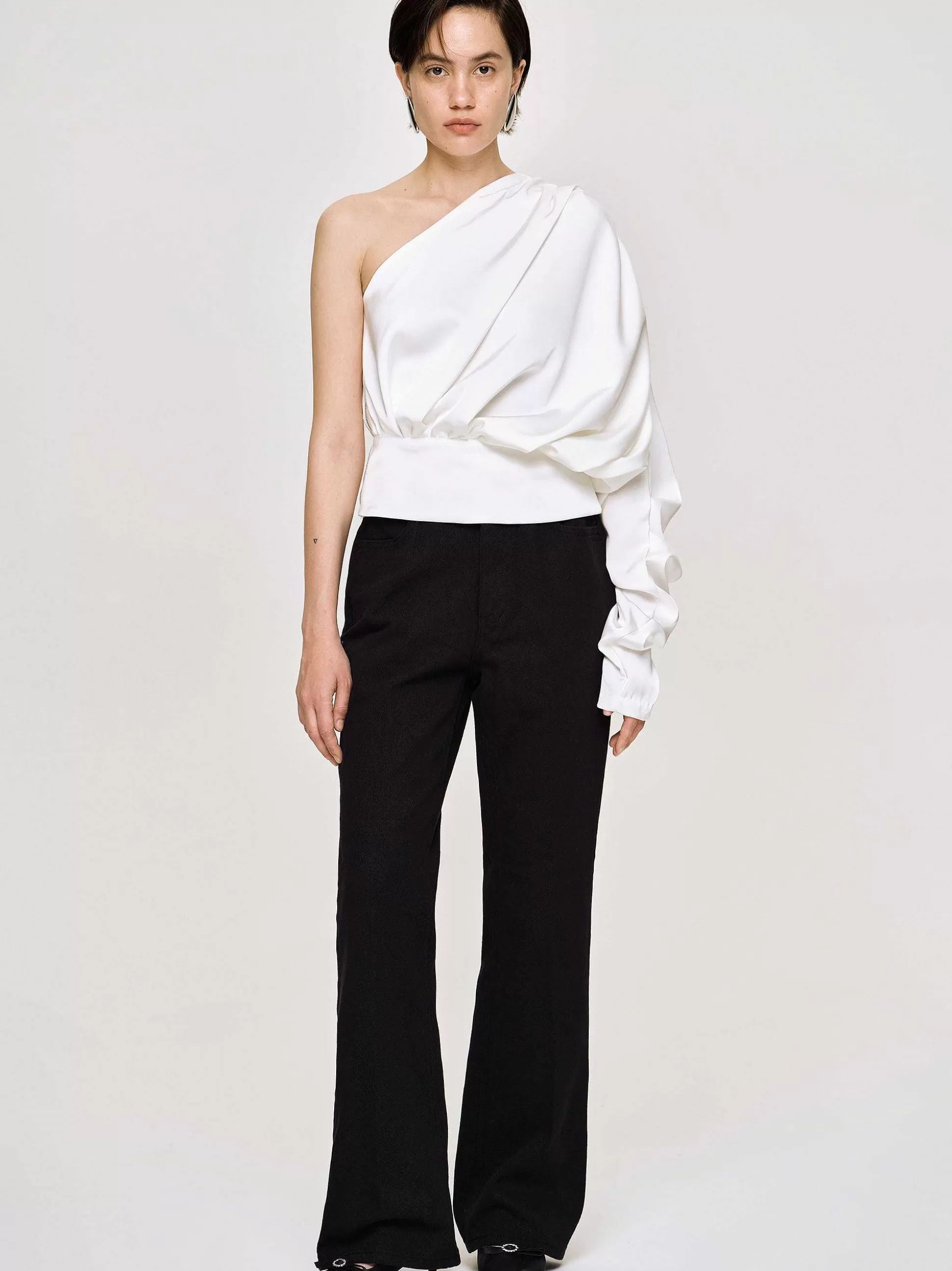 Women Source Unknown Tops-One-Shoulder Blouse, White