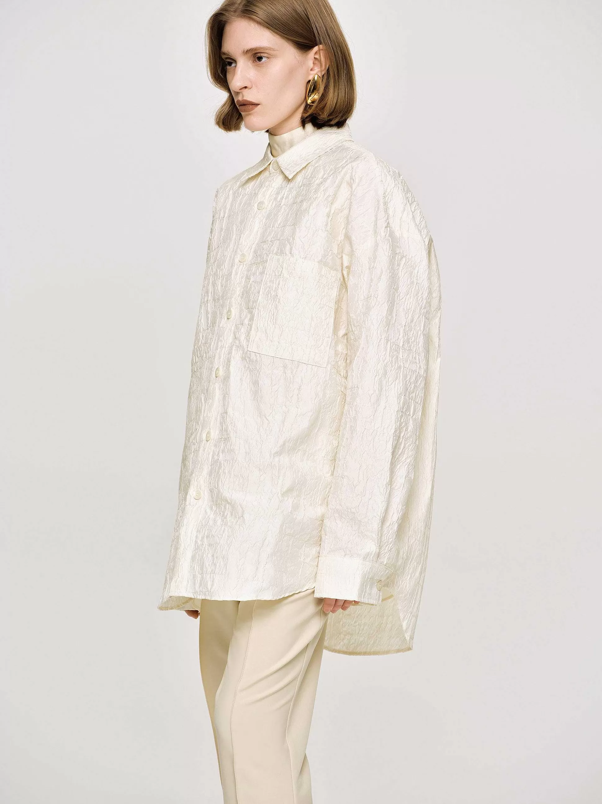Women Source Unknown Accessories-Over-Fit Jacquard Shirt, Parchment