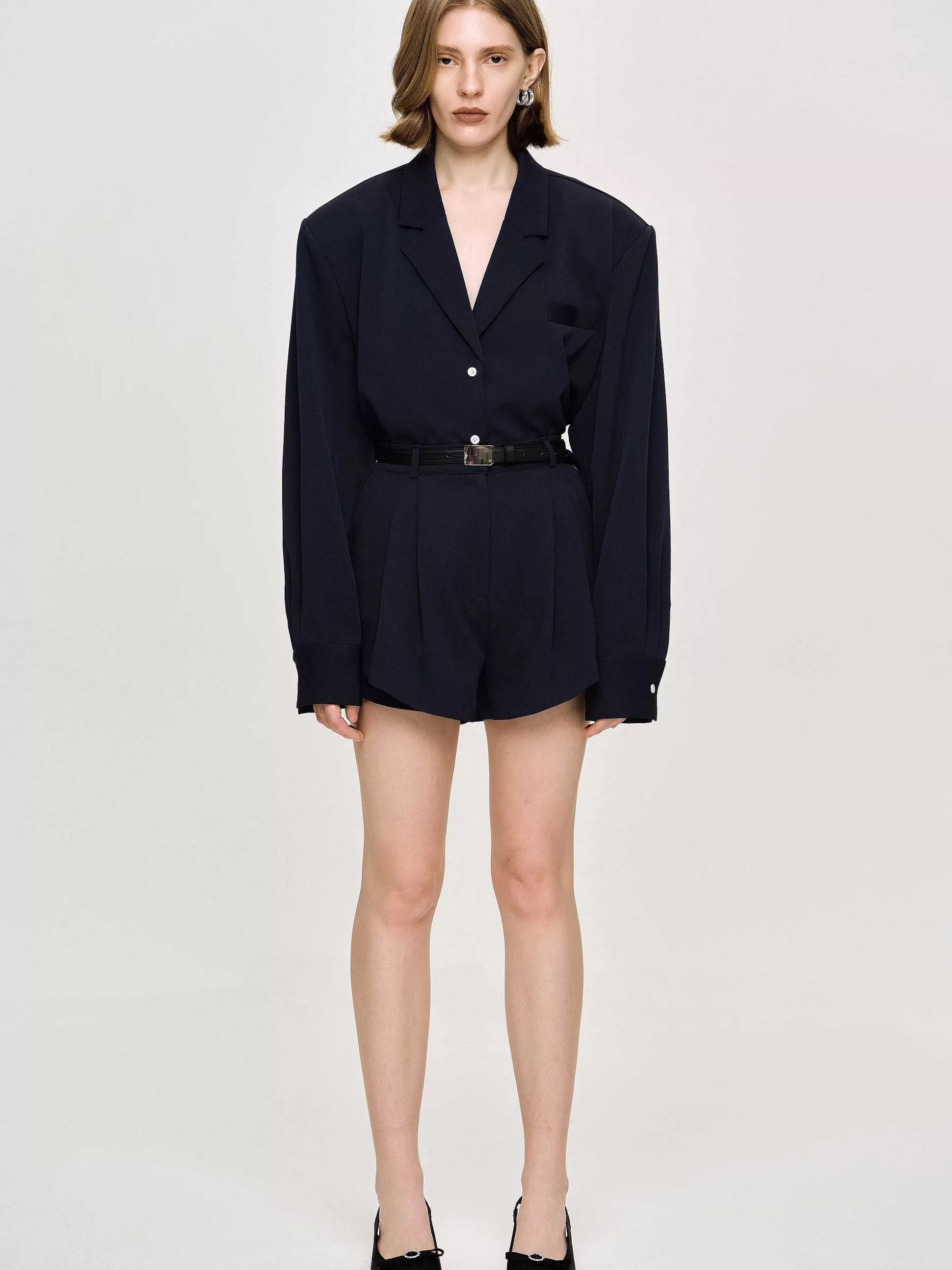 Women Source Unknown Outerwear-Oversized Fluid Shirt, Navy