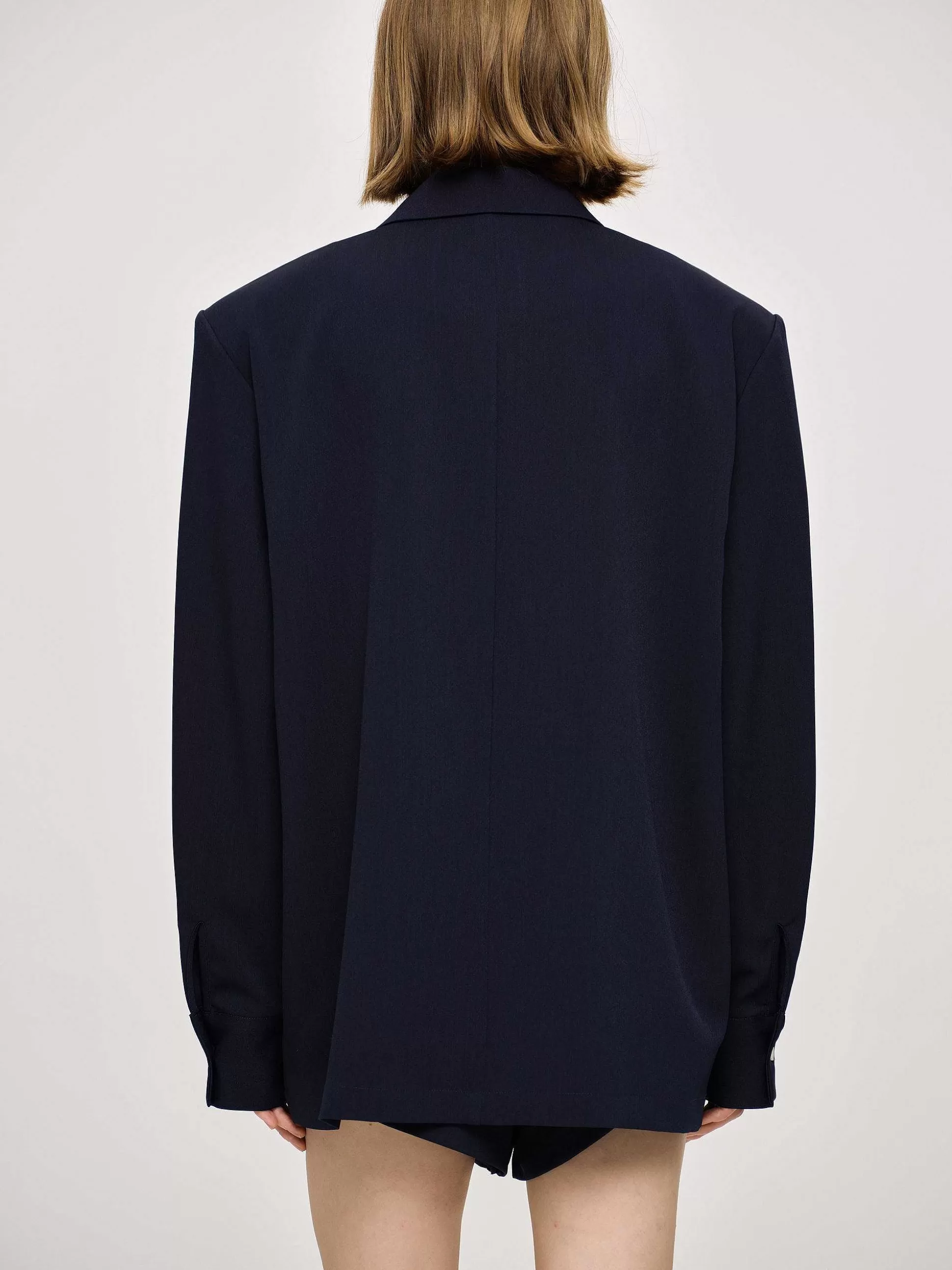 Women Source Unknown Co-Ords-Oversized Fluid Shirt, Navy