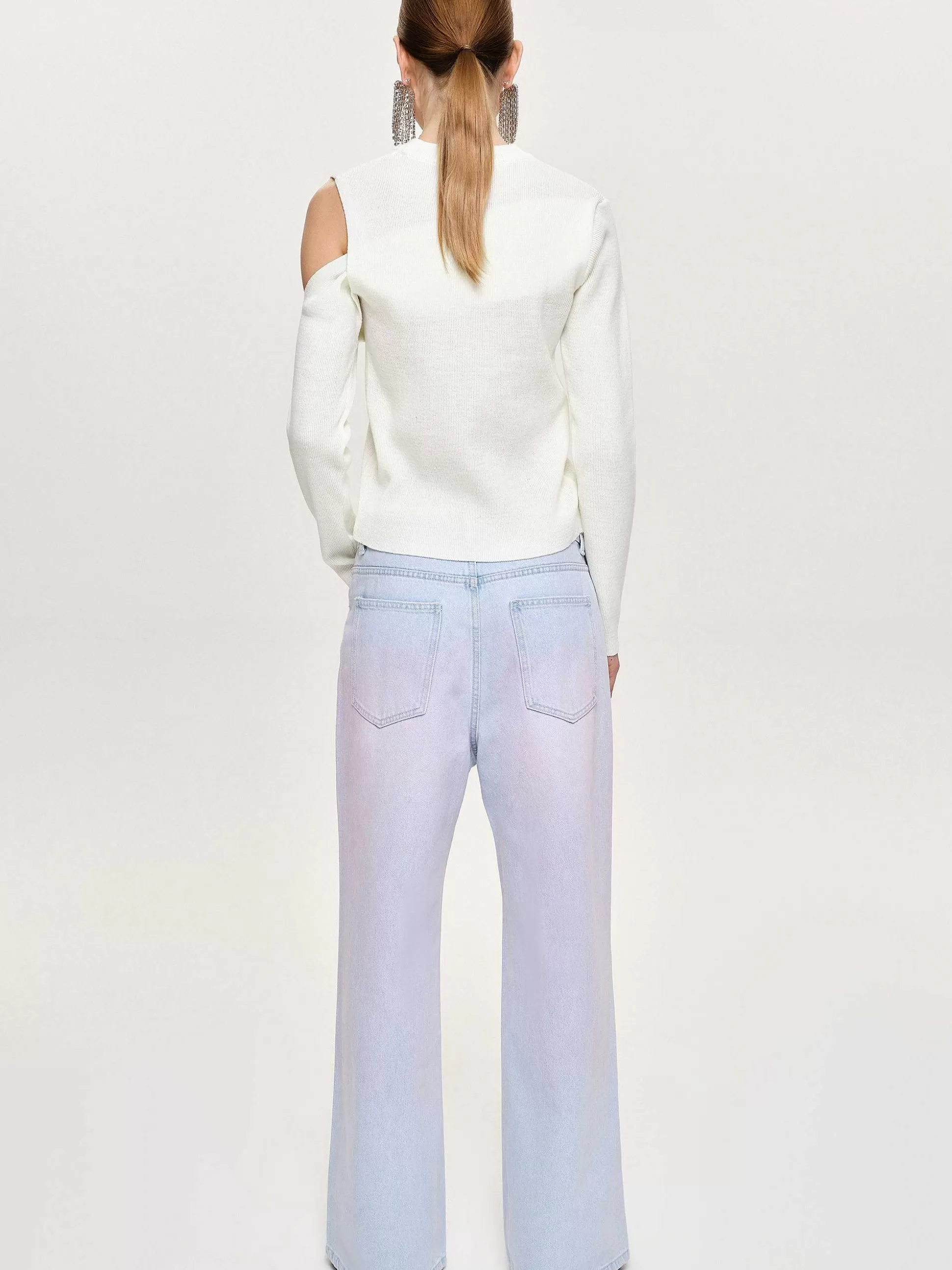 Women Source Unknown Clothing-Painted Wide-Leg Jeans, Pink Washed