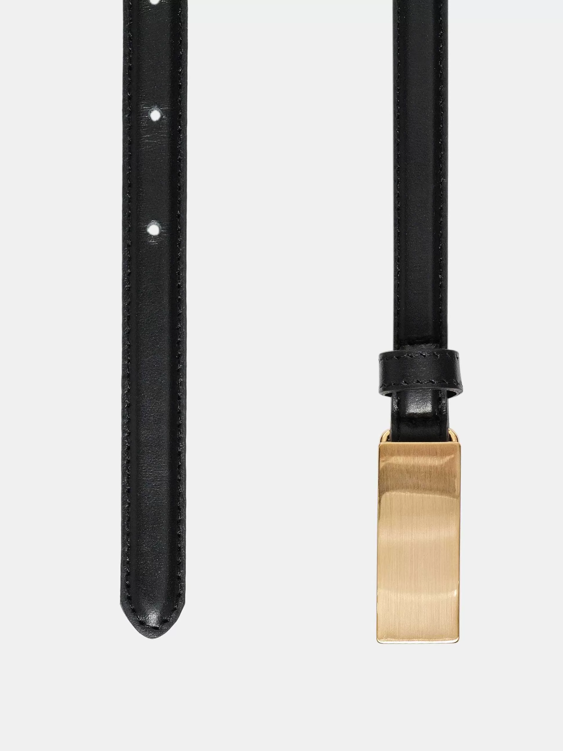 Women Source Unknown Accessories-Plate Buckle Leather Belt, Black