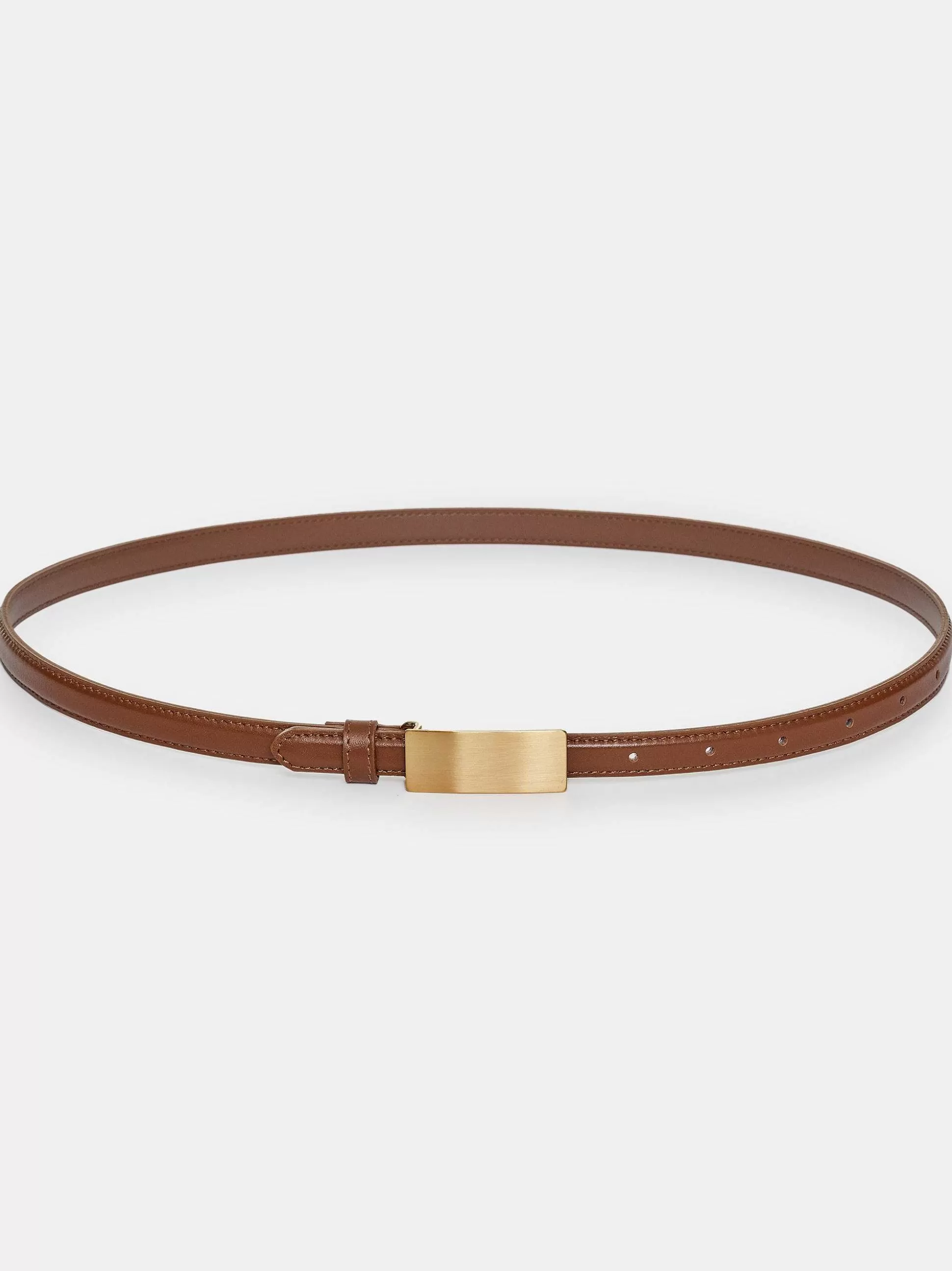 Women Source Unknown Accessories-Plate Buckle Leather Belt, Saddle