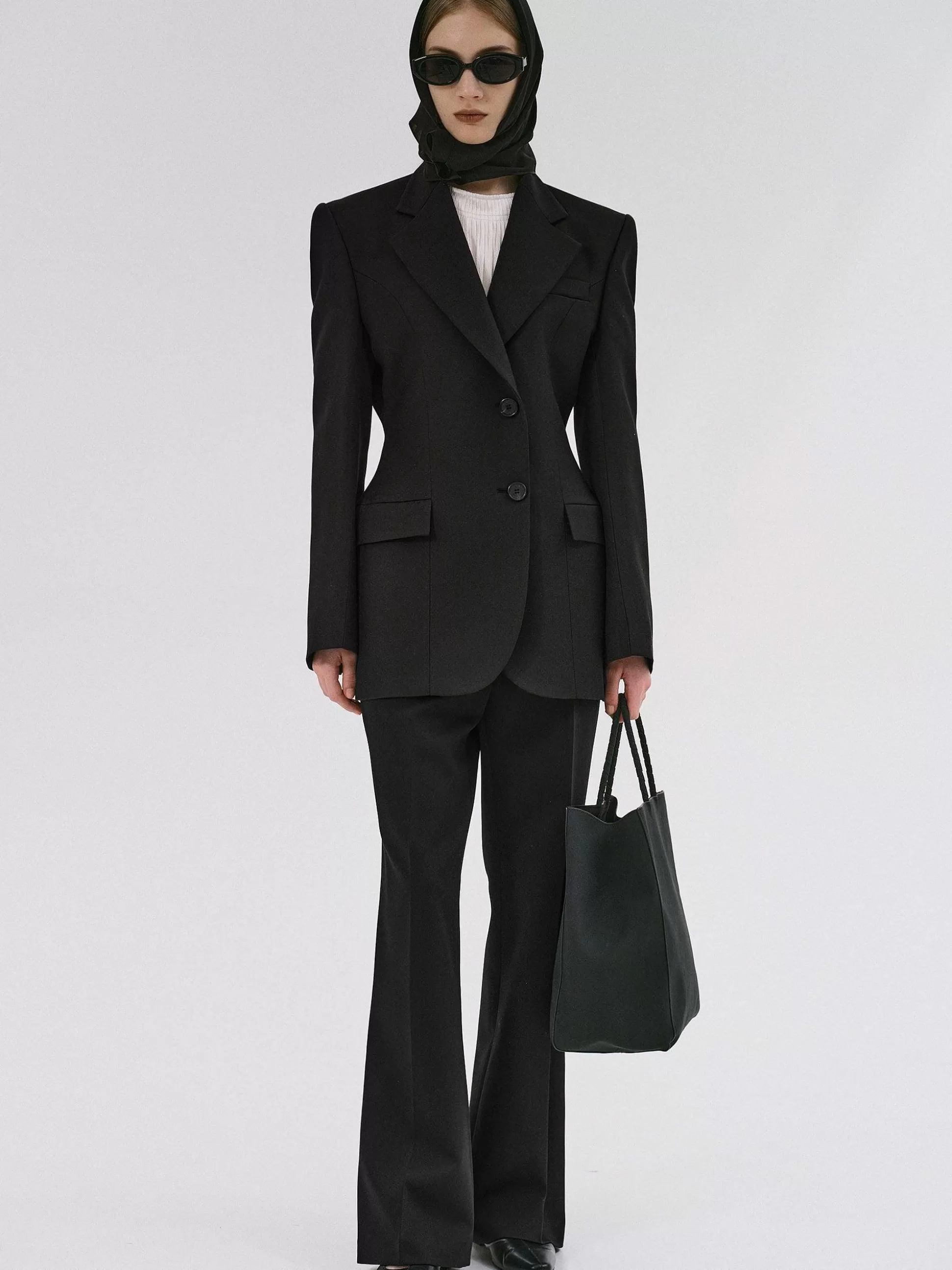 Women Source Unknown Outerwear-Poldo Hourglass Blazer, Black