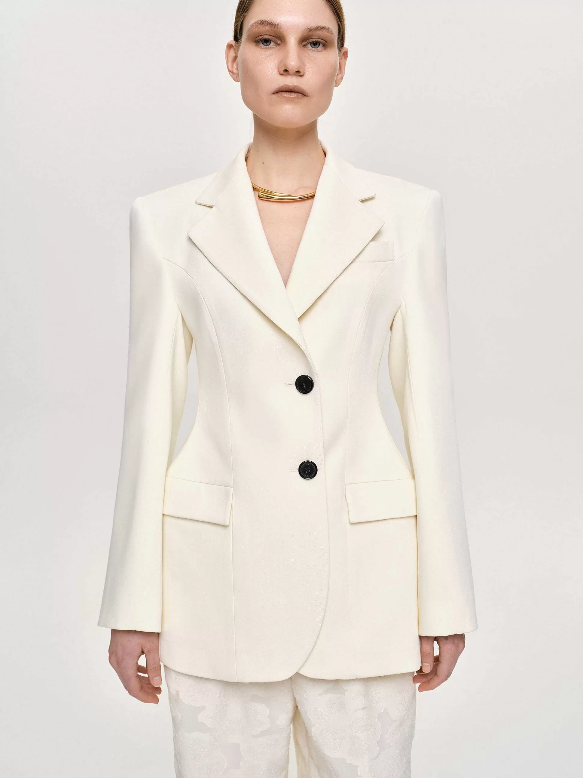 Women Source Unknown Outerwear-Poldo Hourglass Blazer, Cream