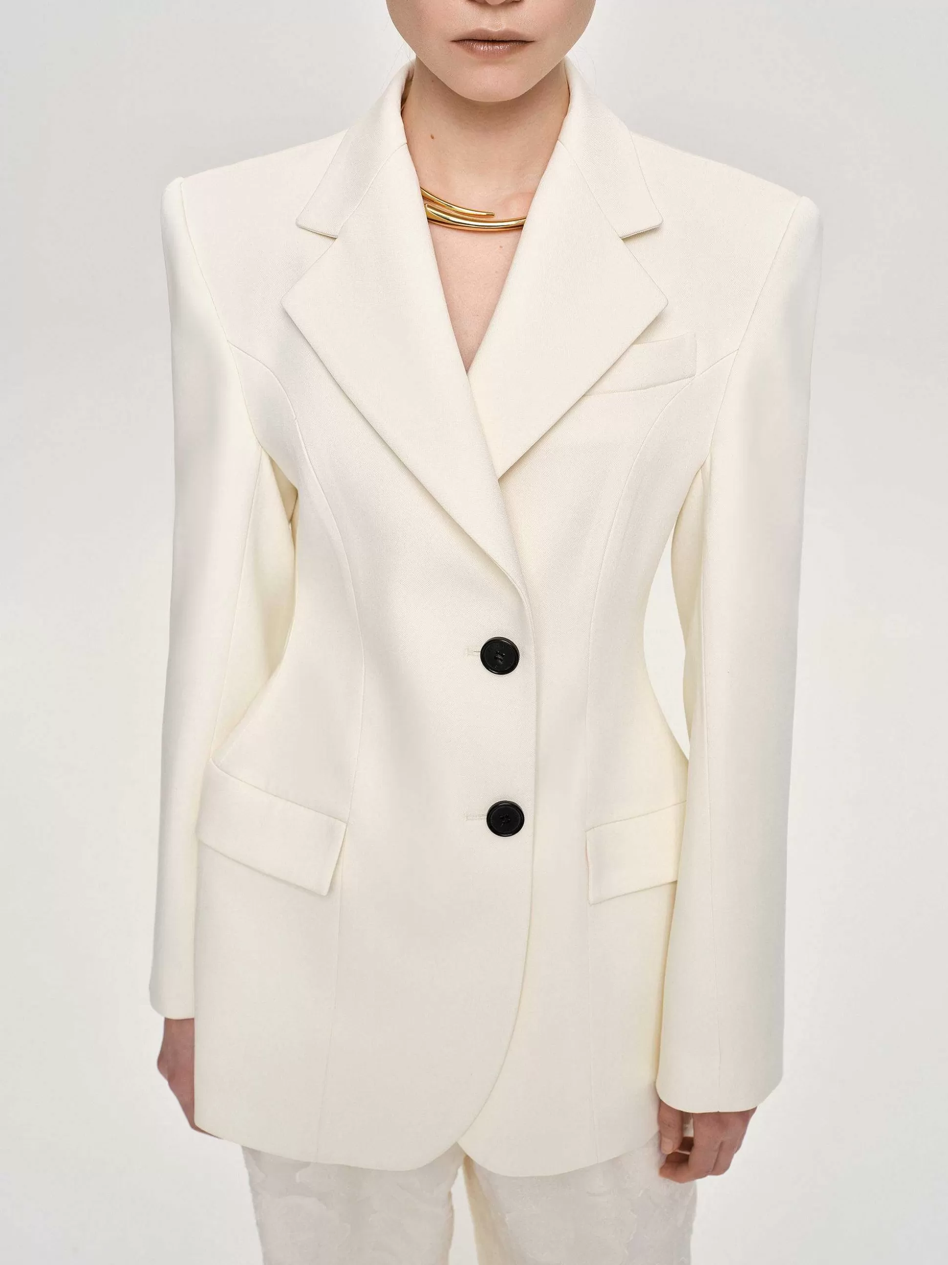 Women Source Unknown Clothing-Poldo Hourglass Blazer, Cream