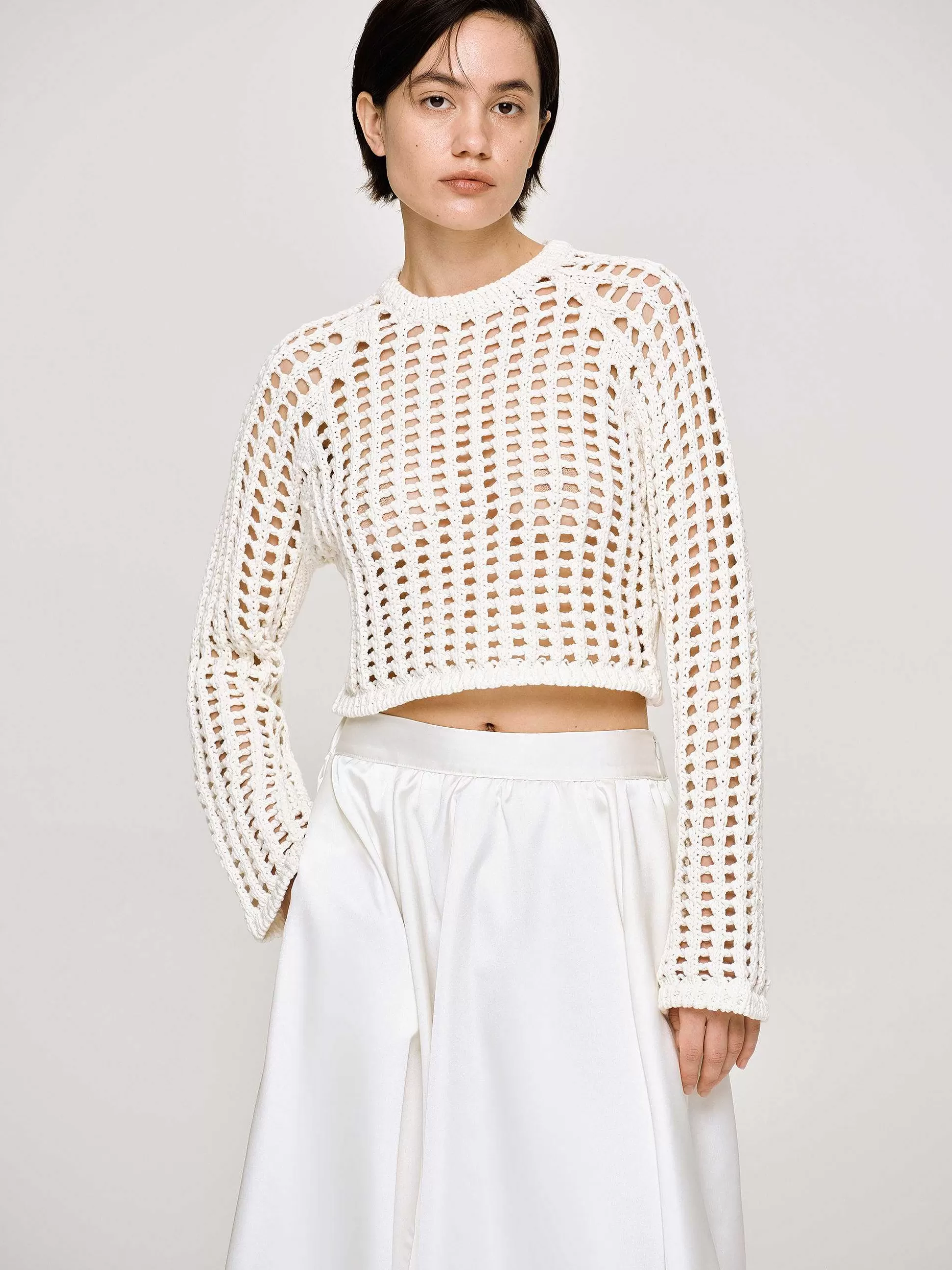 Women Source Unknown Clothing-Reef Net Knit Top, Ivory