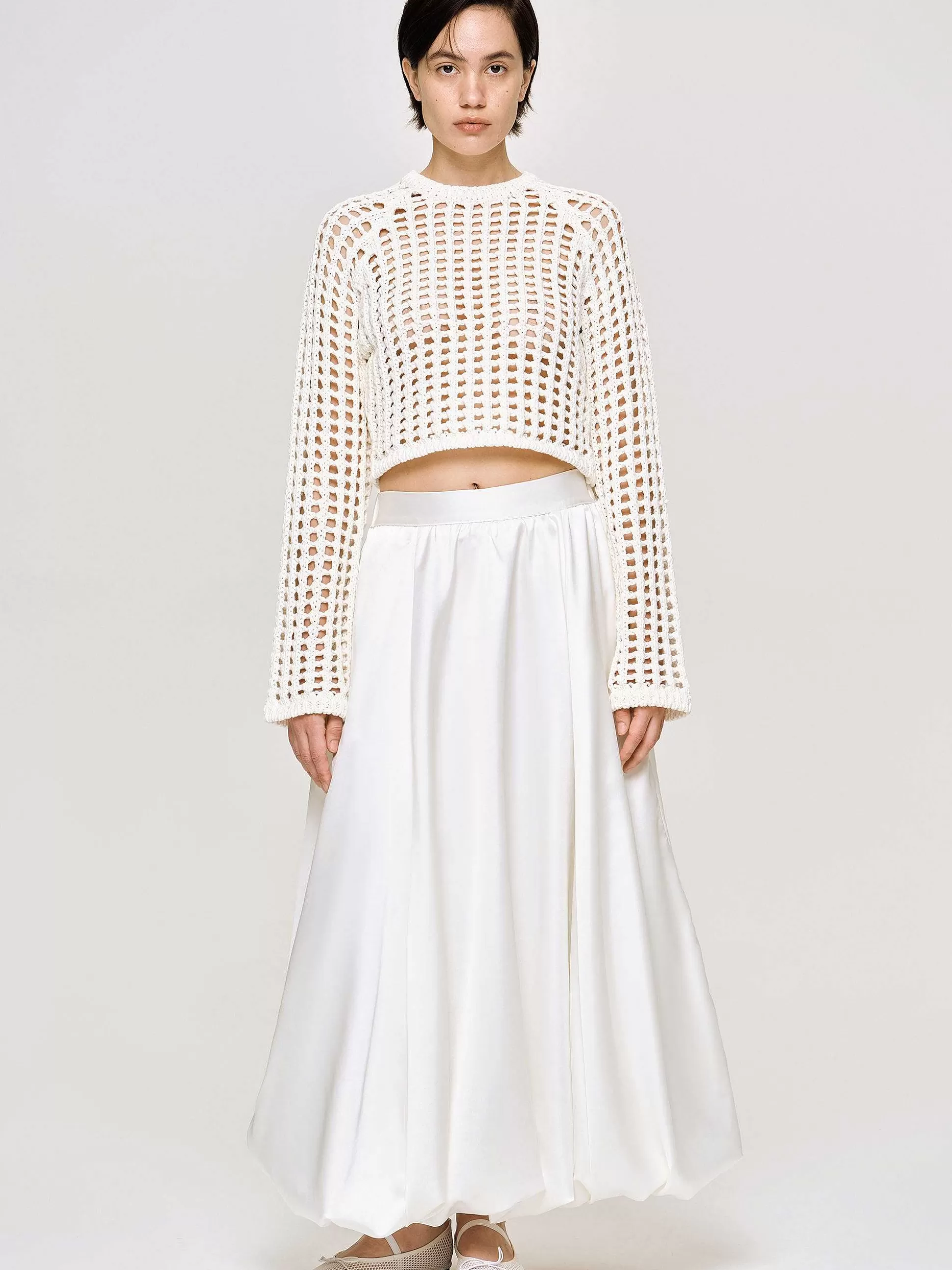 Women Source Unknown Clothing-Reef Net Knit Top, Ivory