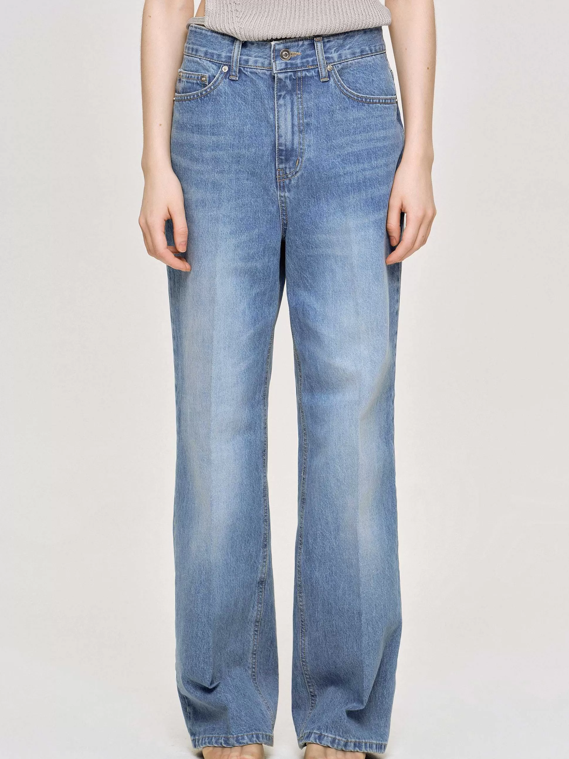 Women Source Unknown Clothing-Relaxed Straight Jeans, Mid Wash