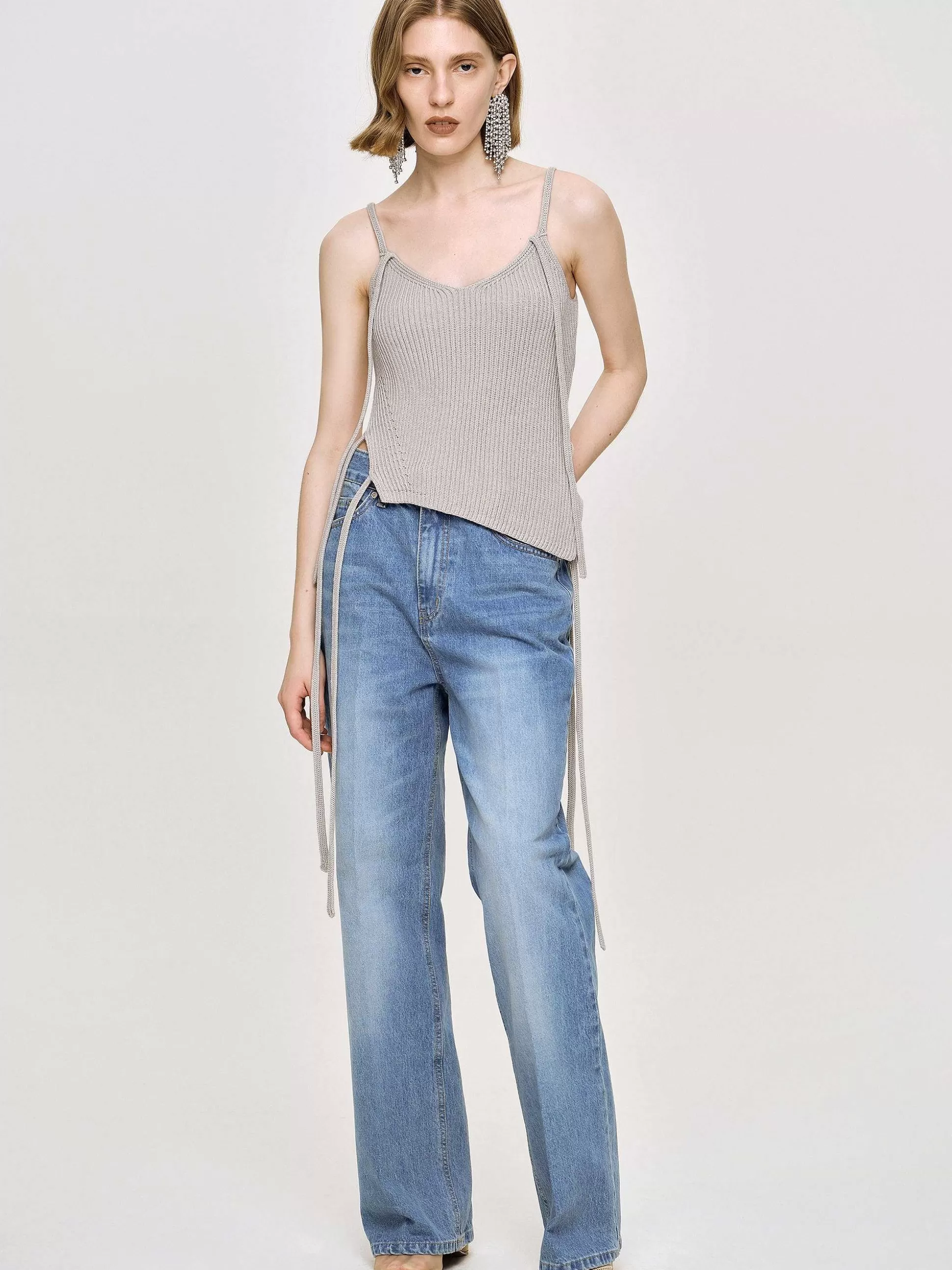 Women Source Unknown Clothing-Relaxed Straight Jeans, Mid Wash