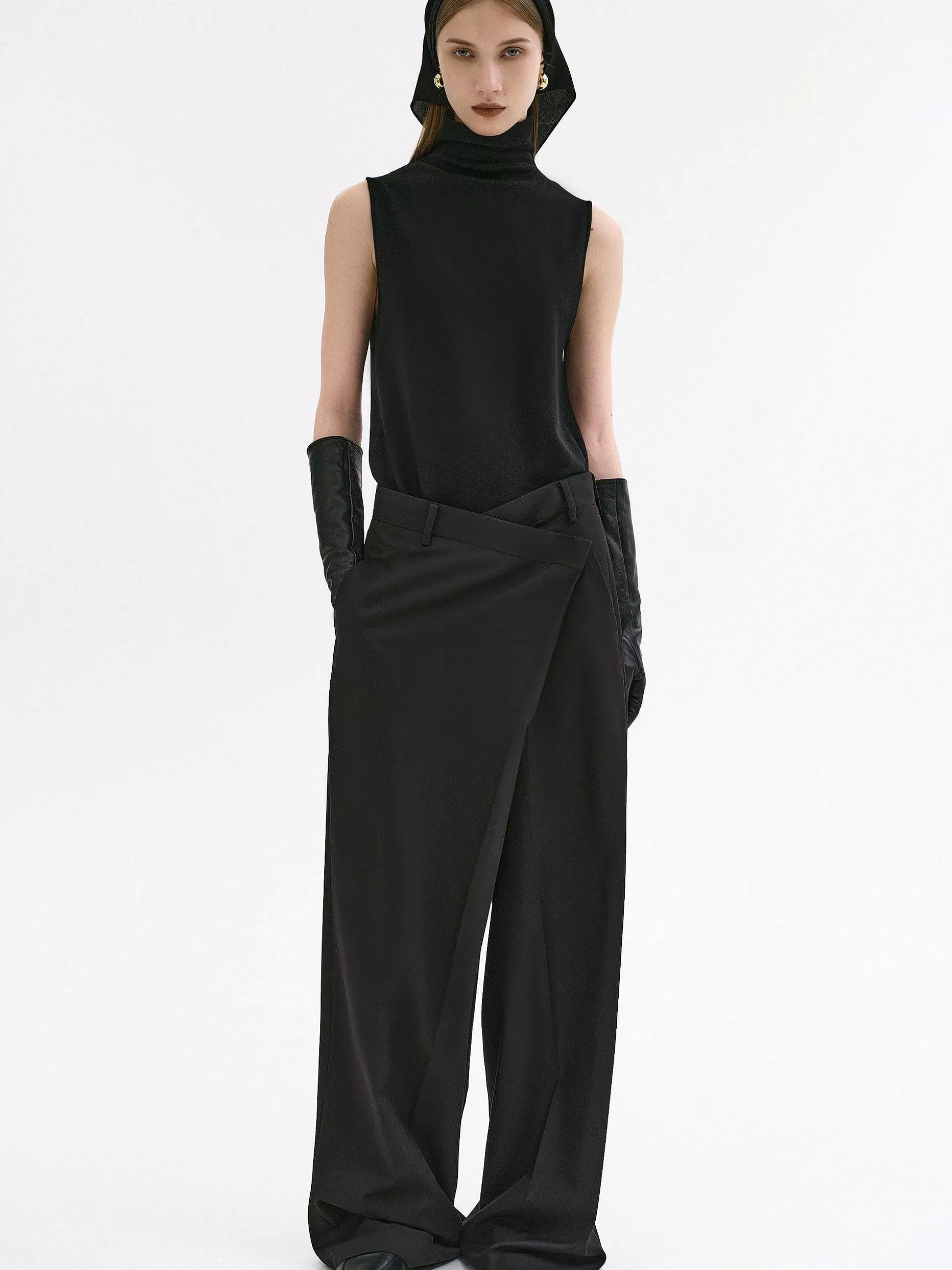 Women Source Unknown Bottoms-Rennert Criss Cross Trousers, Black