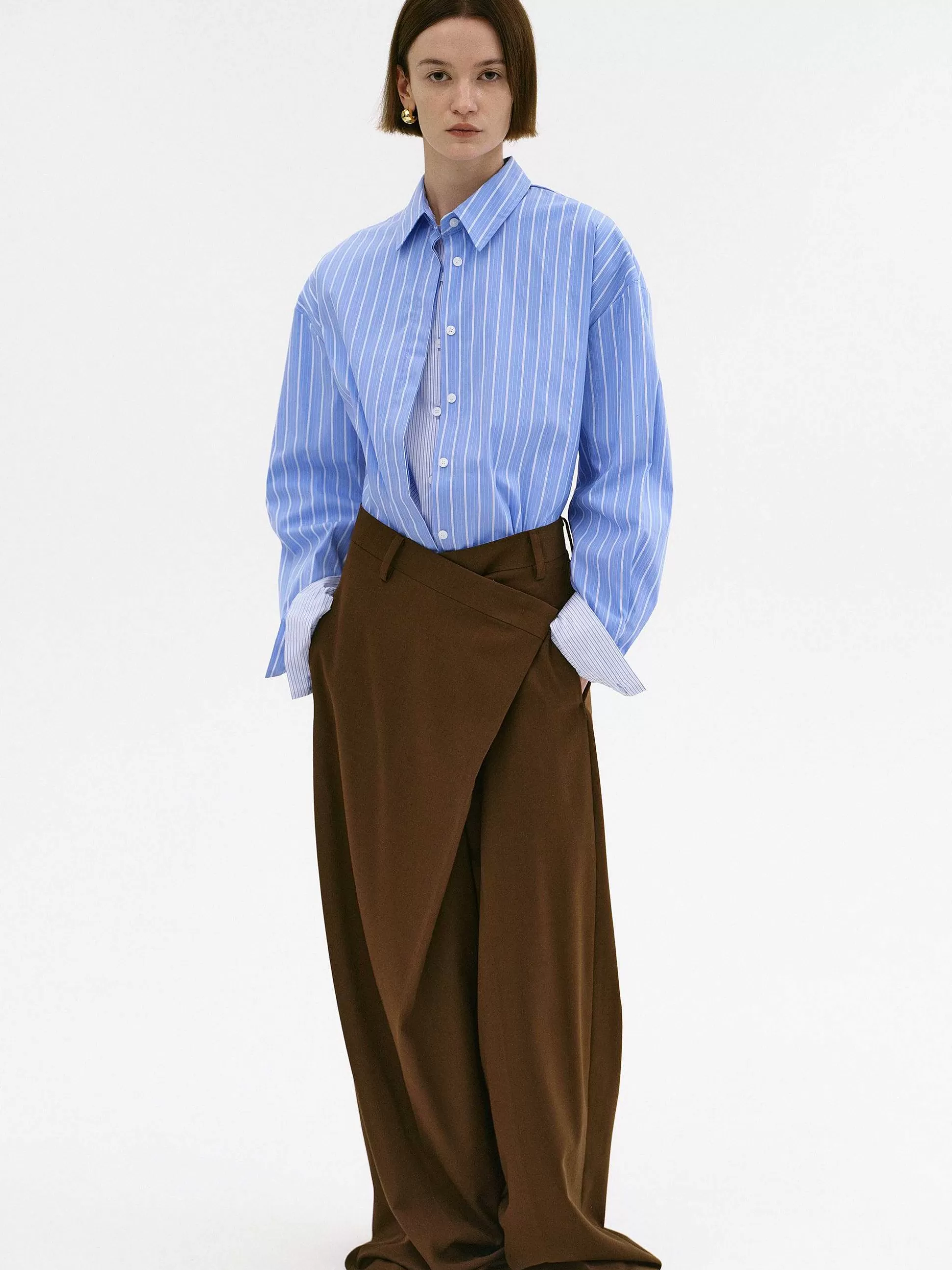 Women Source Unknown Bottoms-Rennert Criss Cross Trousers, Saddle Brown