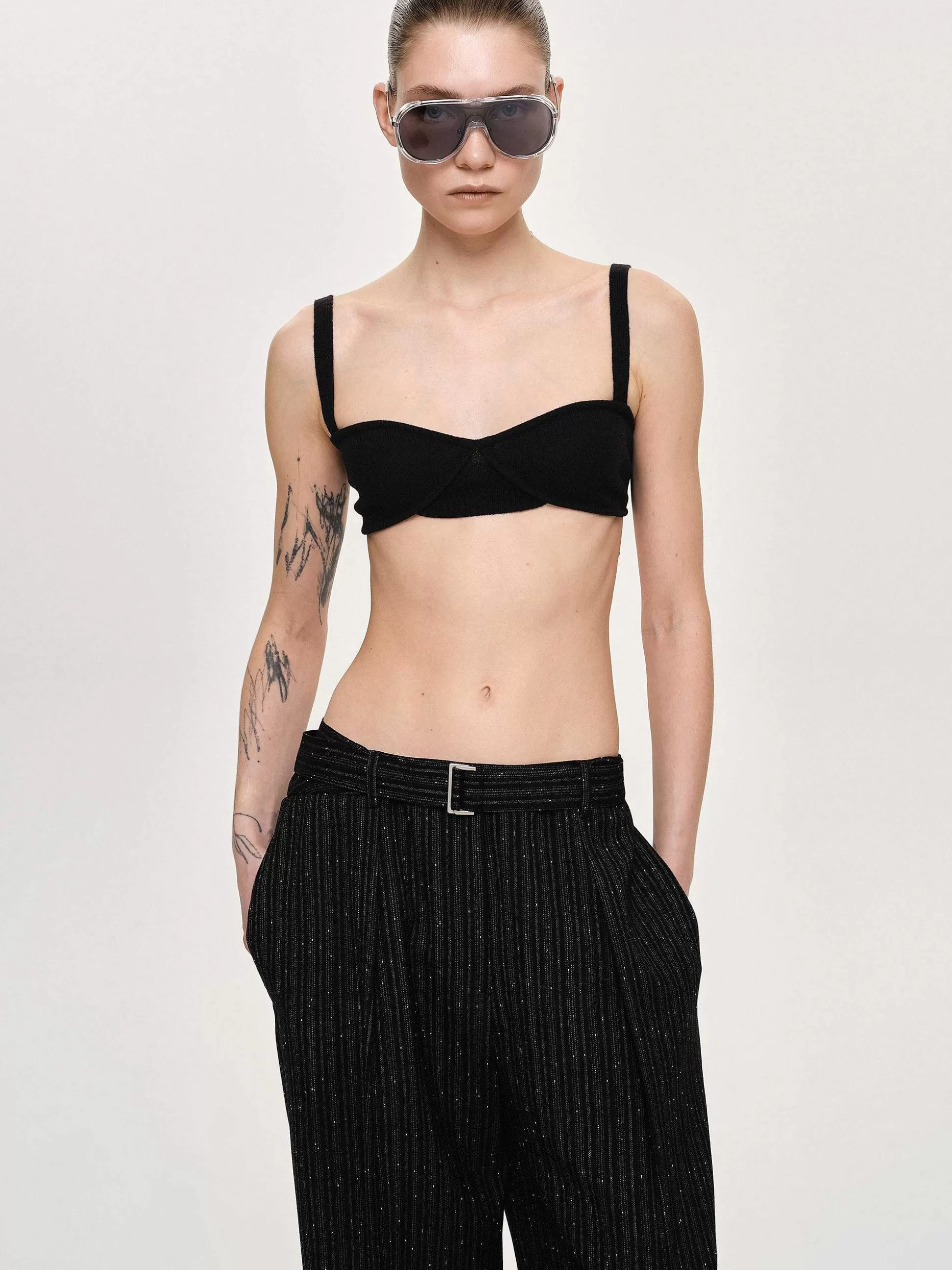 Women Source Unknown Tops-Rib Knit Bra, Black
