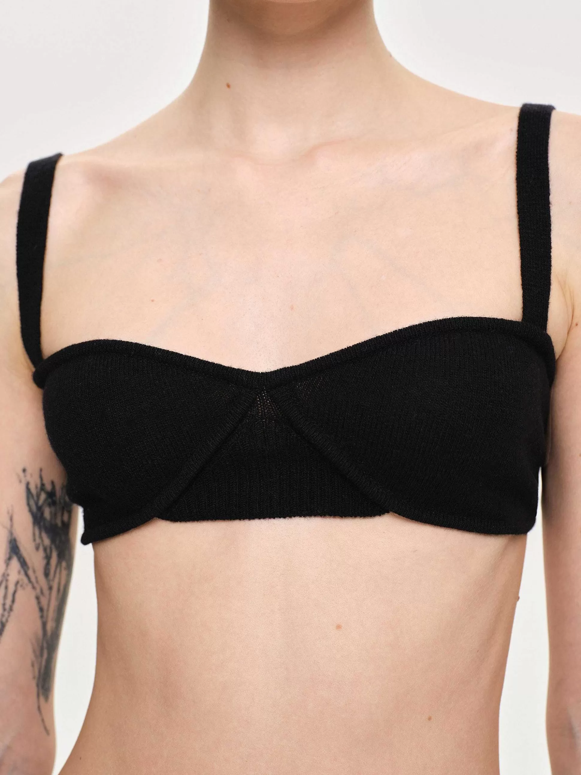 Women Source Unknown Clothing-Rib Knit Bra, Black
