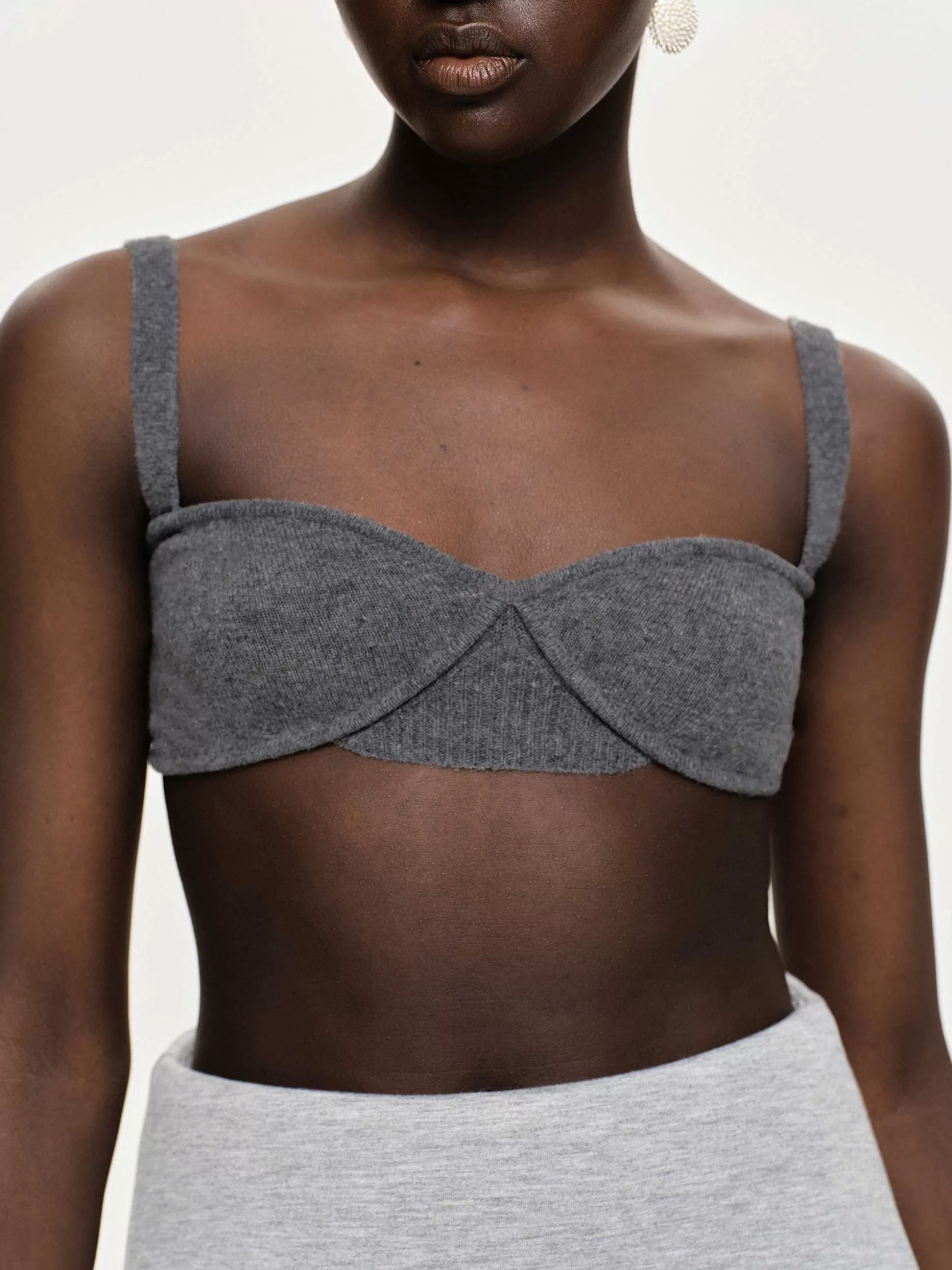 Women Source Unknown Clothing-Rib Knit Bra, Charcoal