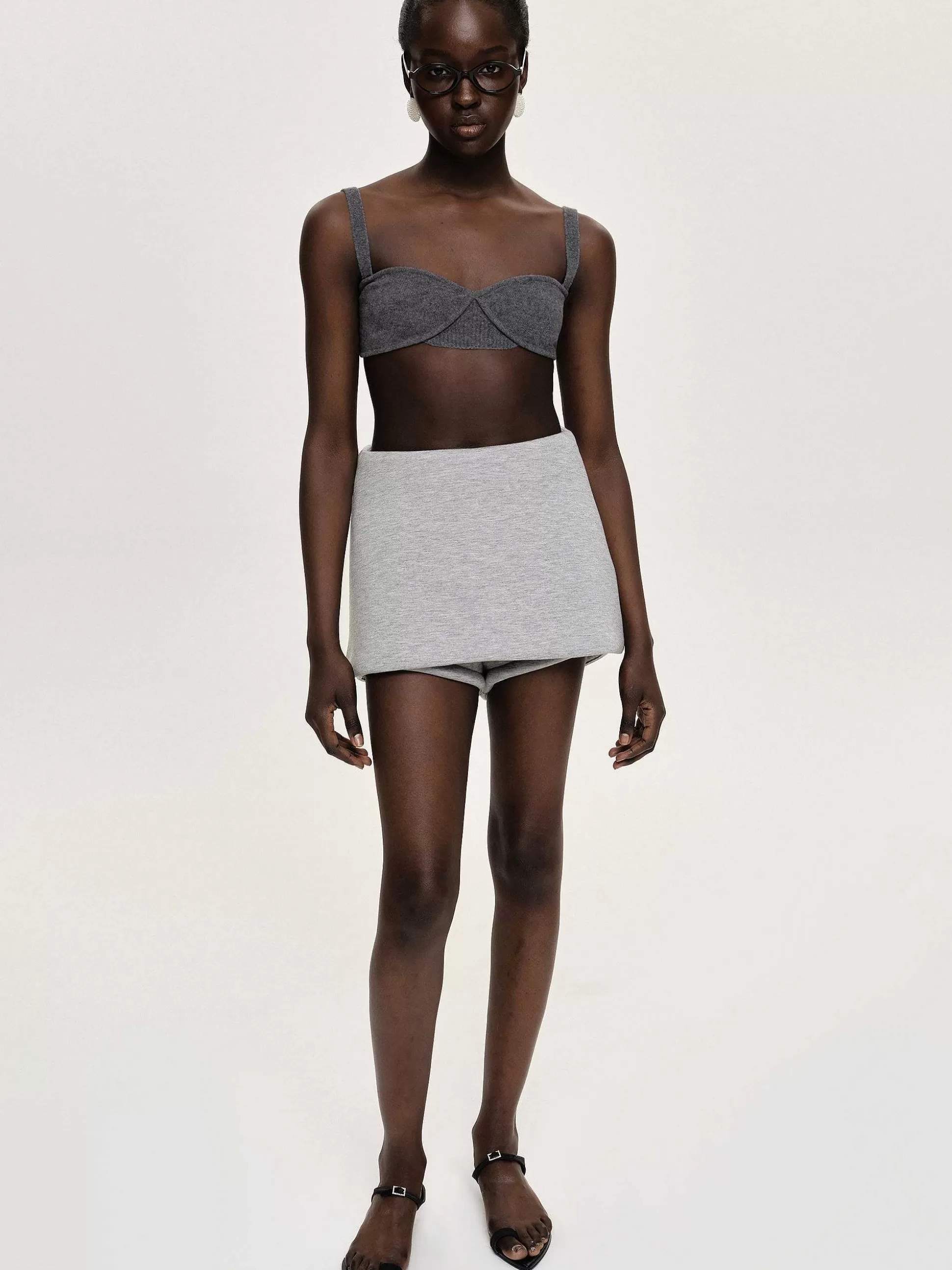 Women Source Unknown Clothing-Rib Knit Bra, Charcoal