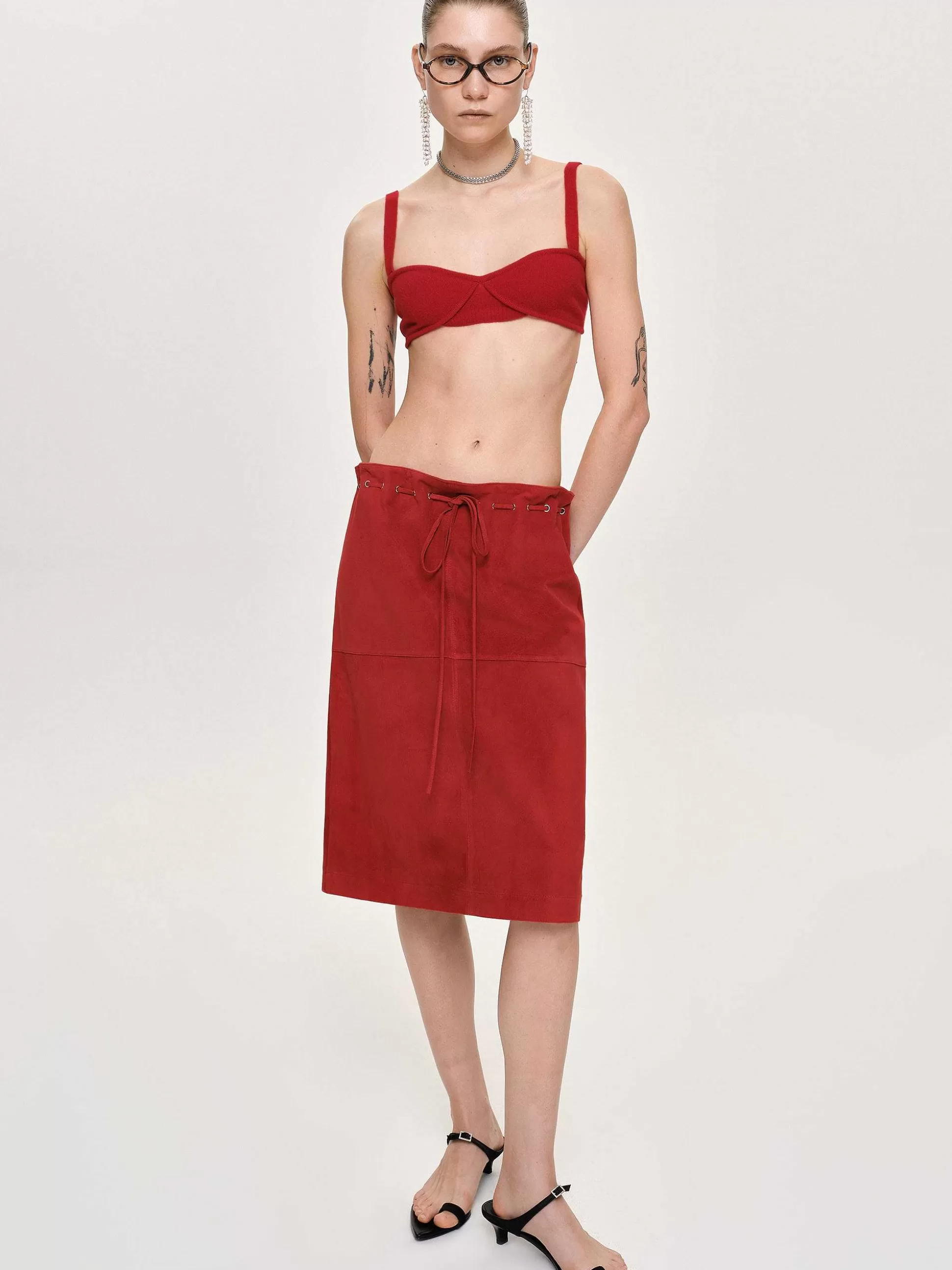 Women Source Unknown Tops-Rib Knit Bra, Red