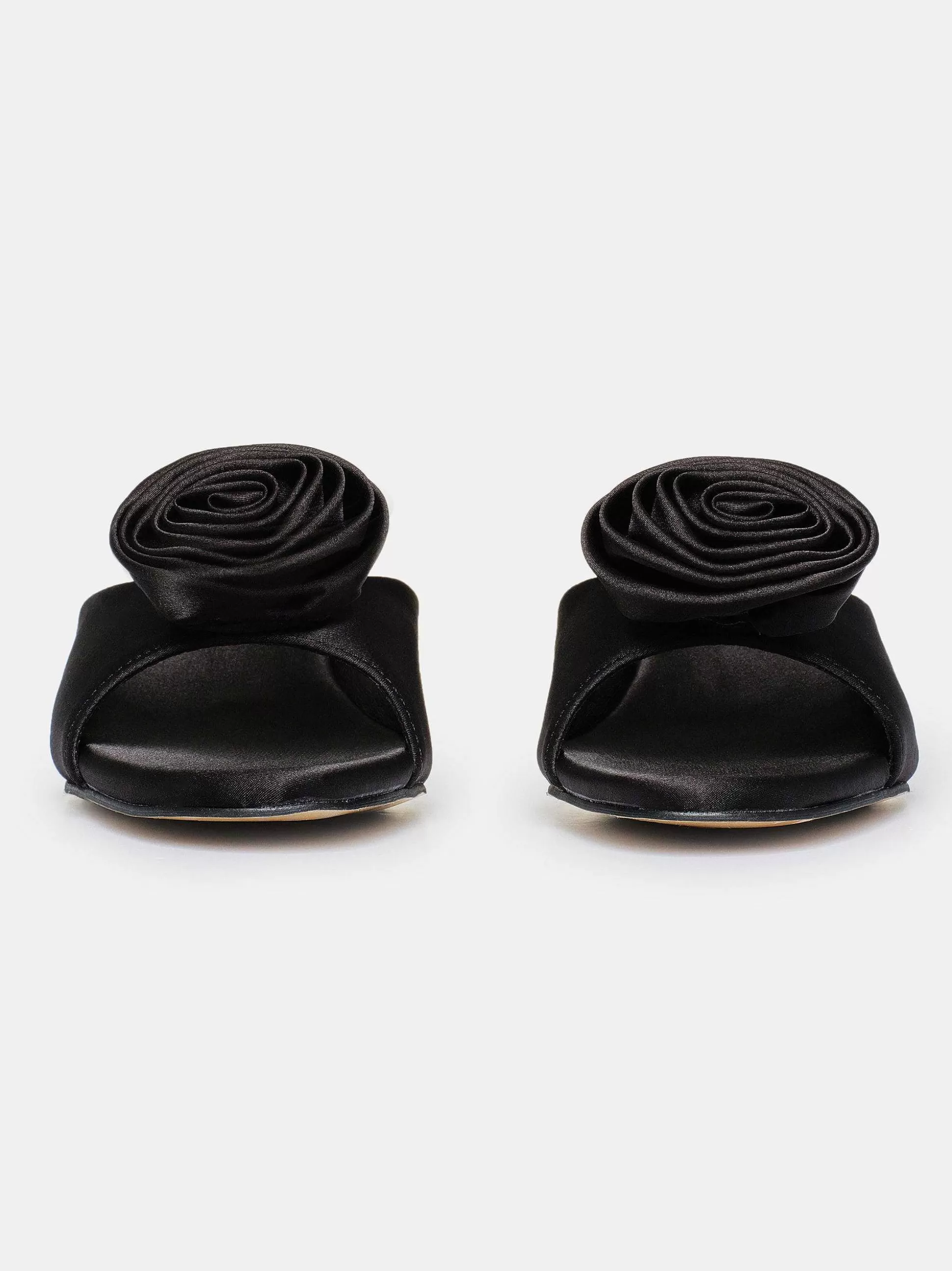 Women Source Unknown Shoes & Bags-Rose Applique Satin Mules, Black