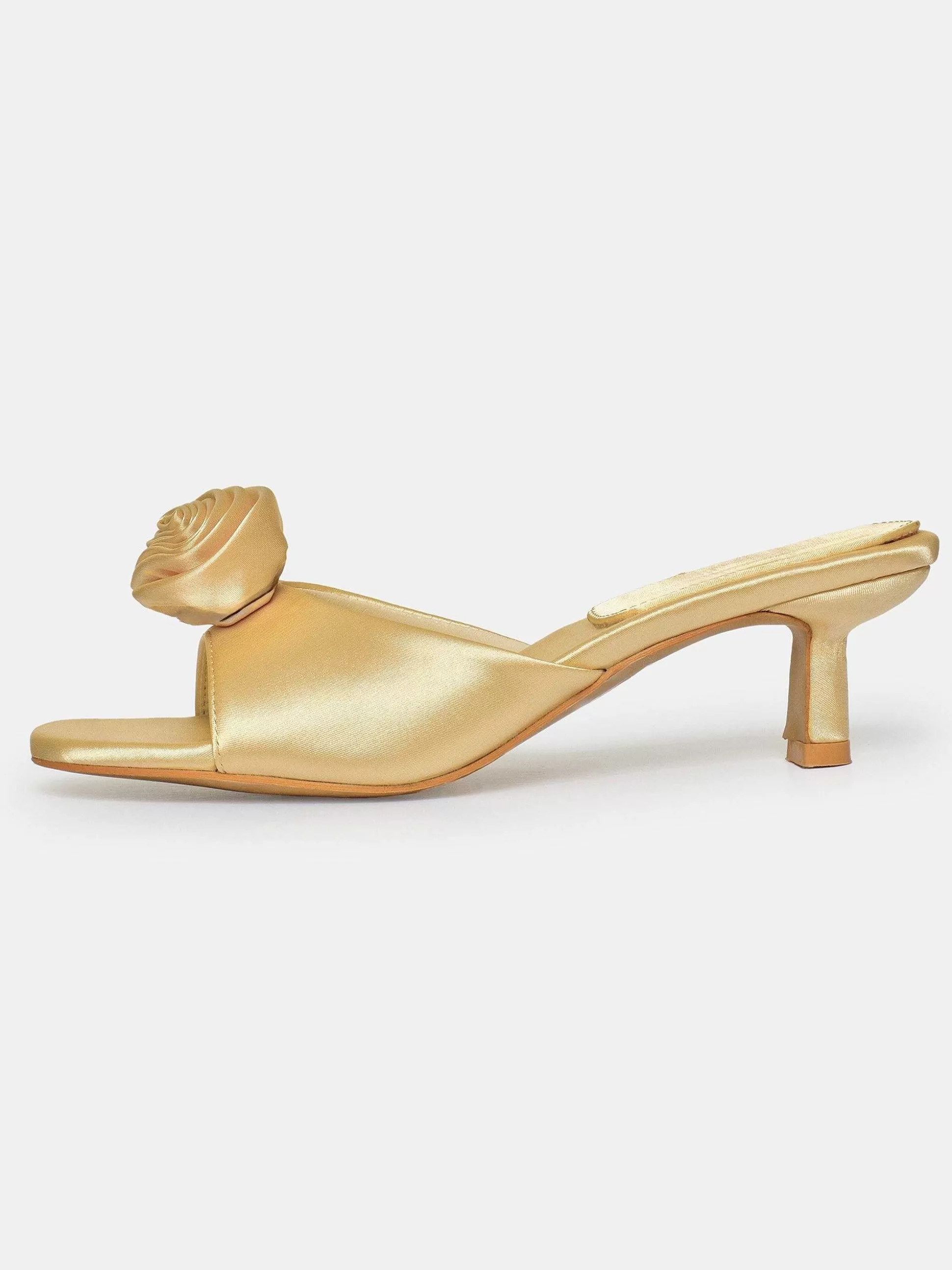 Women Source Unknown Shoes & Bags-Rose Applique Satin Mules, Buttermilk
