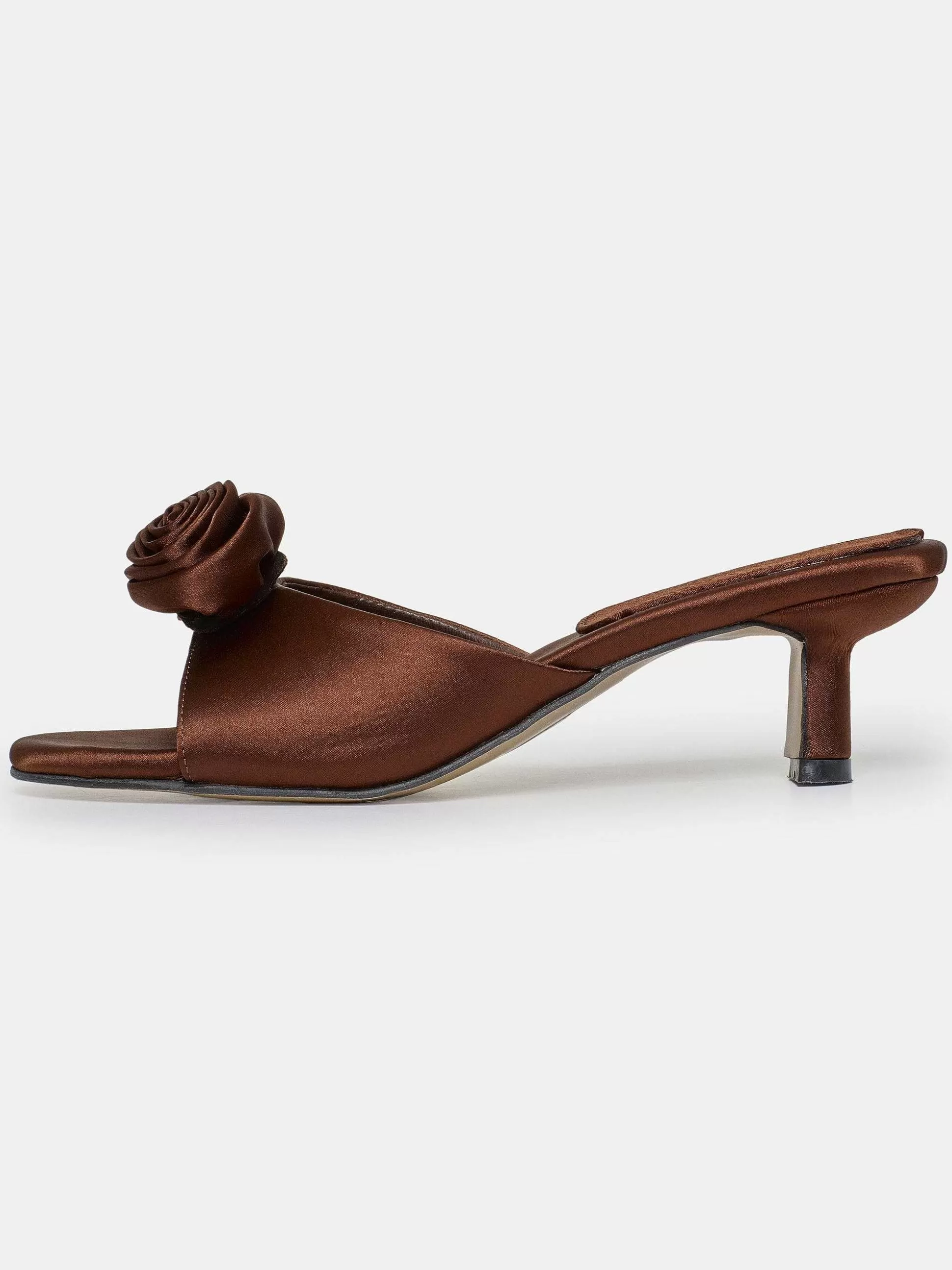 Women Source Unknown Shoes & Bags-Rose Applique Satin Mules, Chocolate