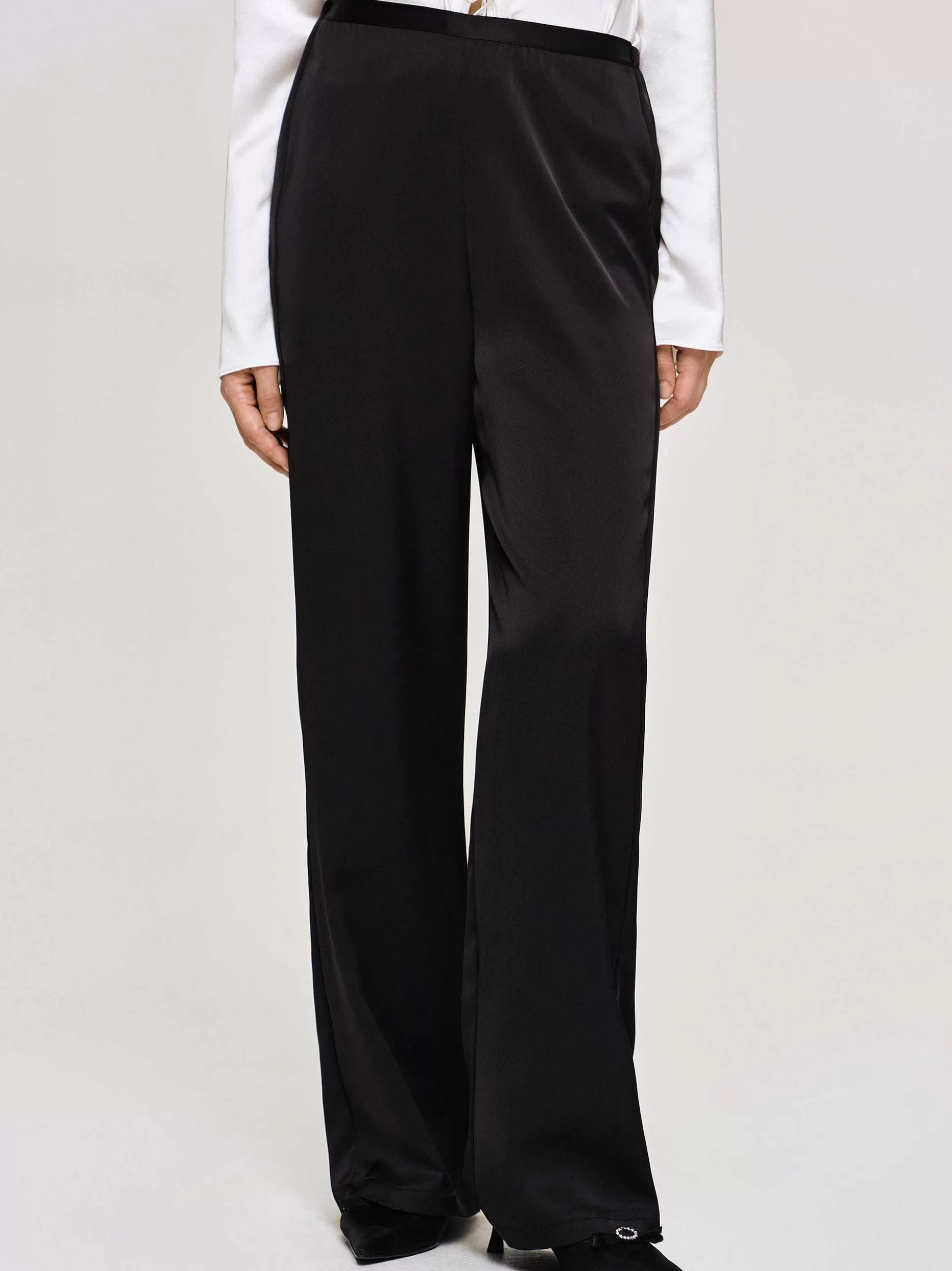 Women Source Unknown Accessories-Satin-Crepe Pants, Black