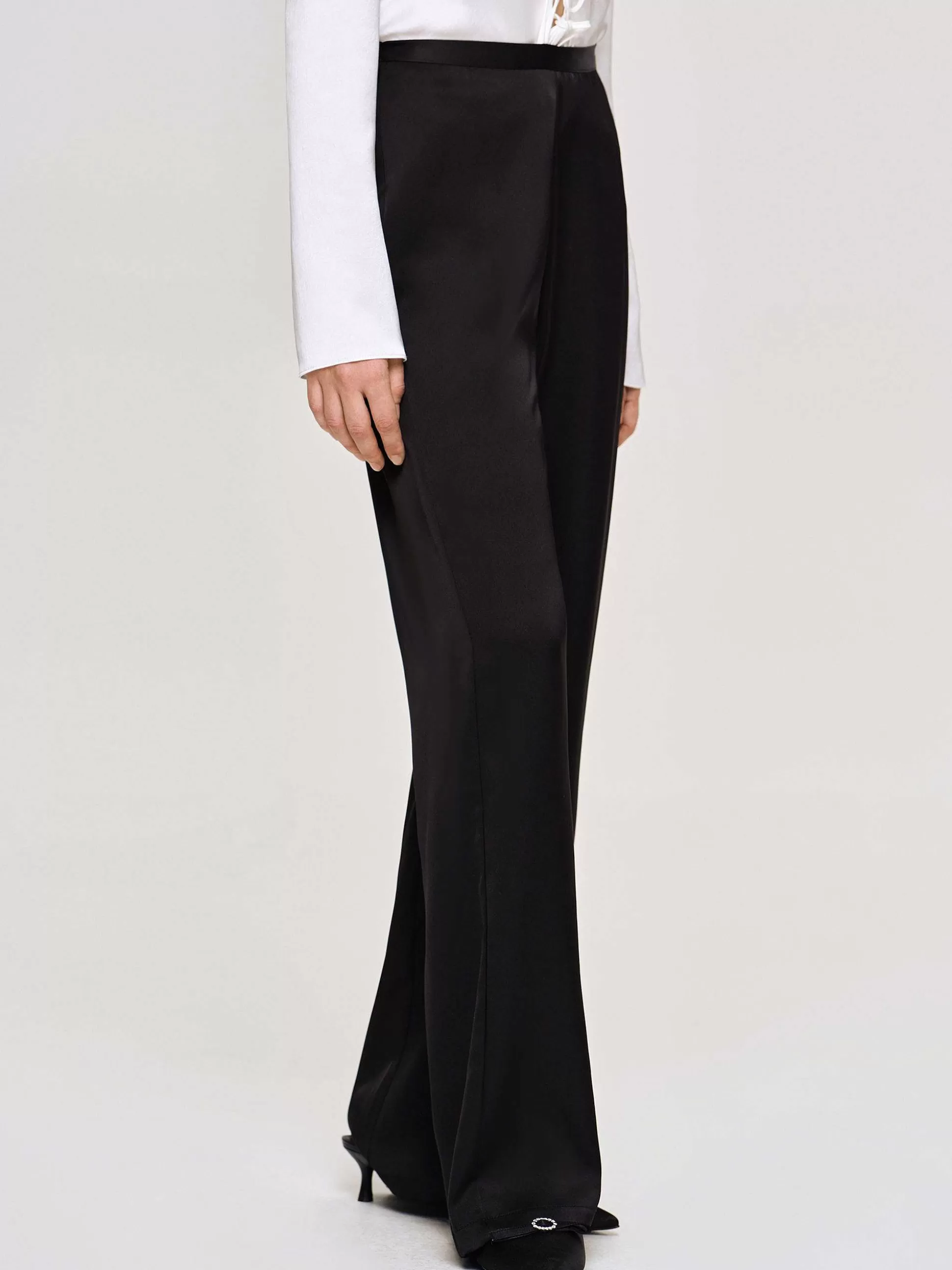 Women Source Unknown Accessories-Satin-Crepe Pants, Black