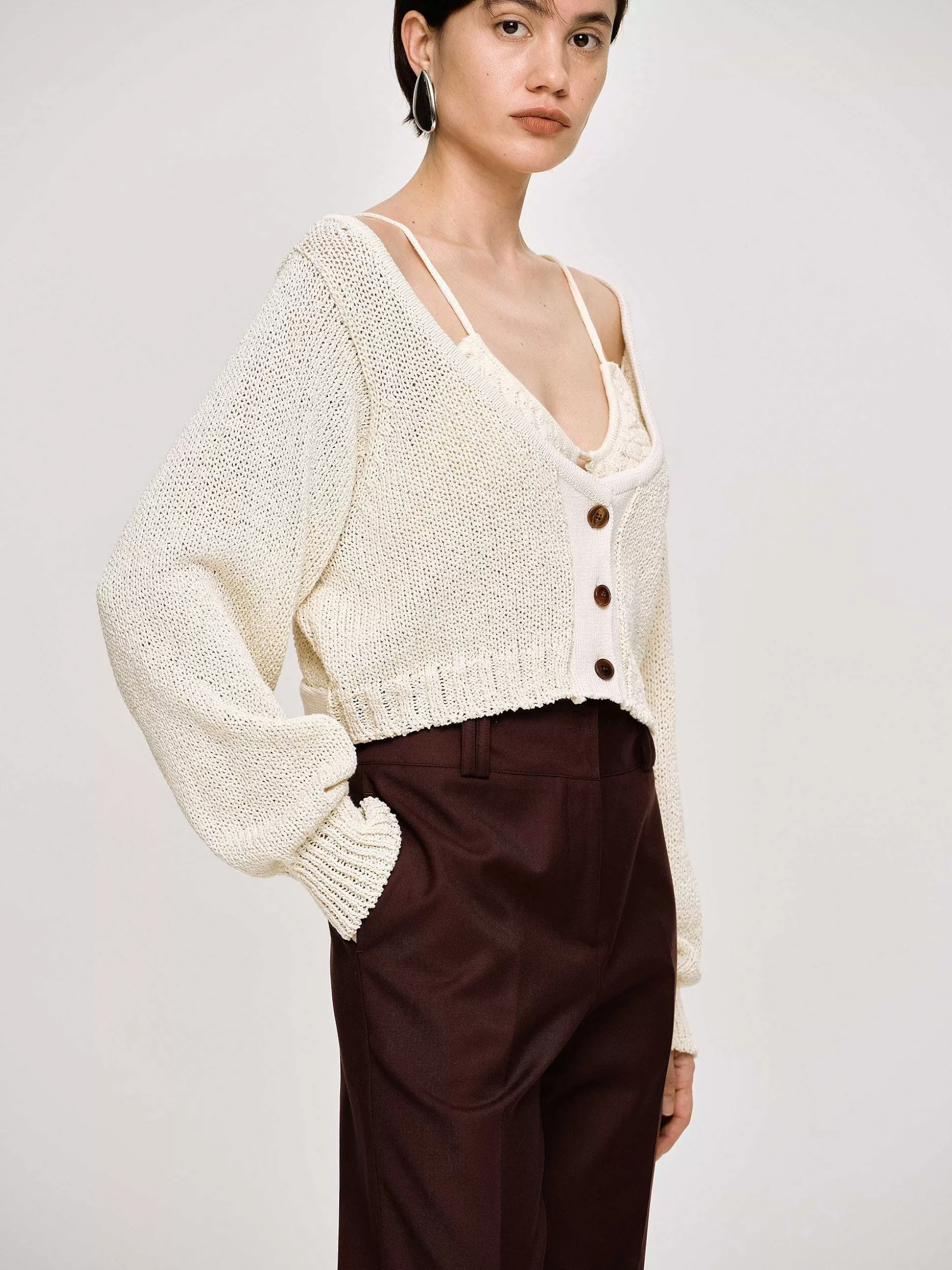 Women Source Unknown Clothing-Scoop Neck Knit, Almond