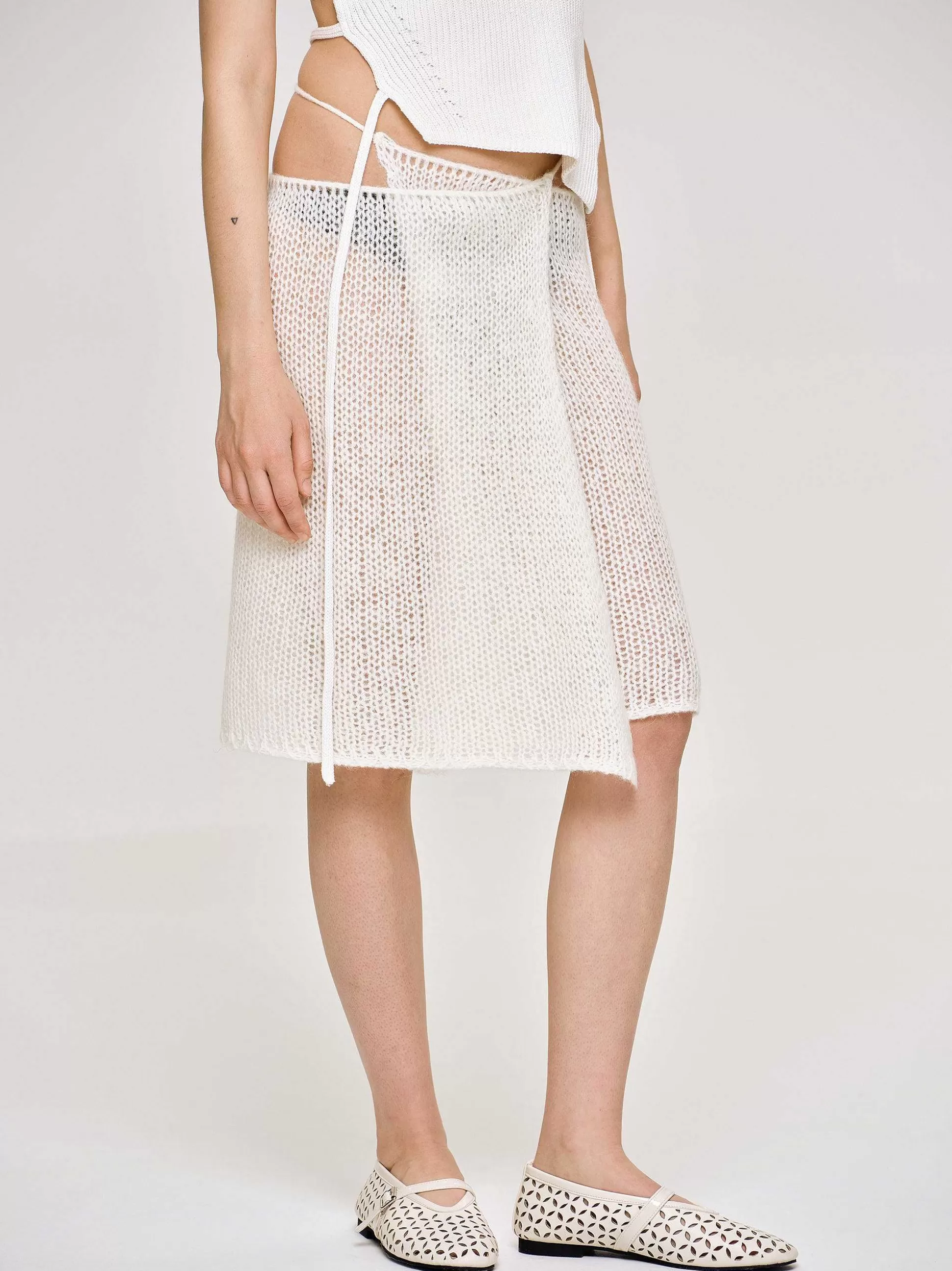 Women Source Unknown Bottoms-Semi-Sheer Knit Skirt, Birch