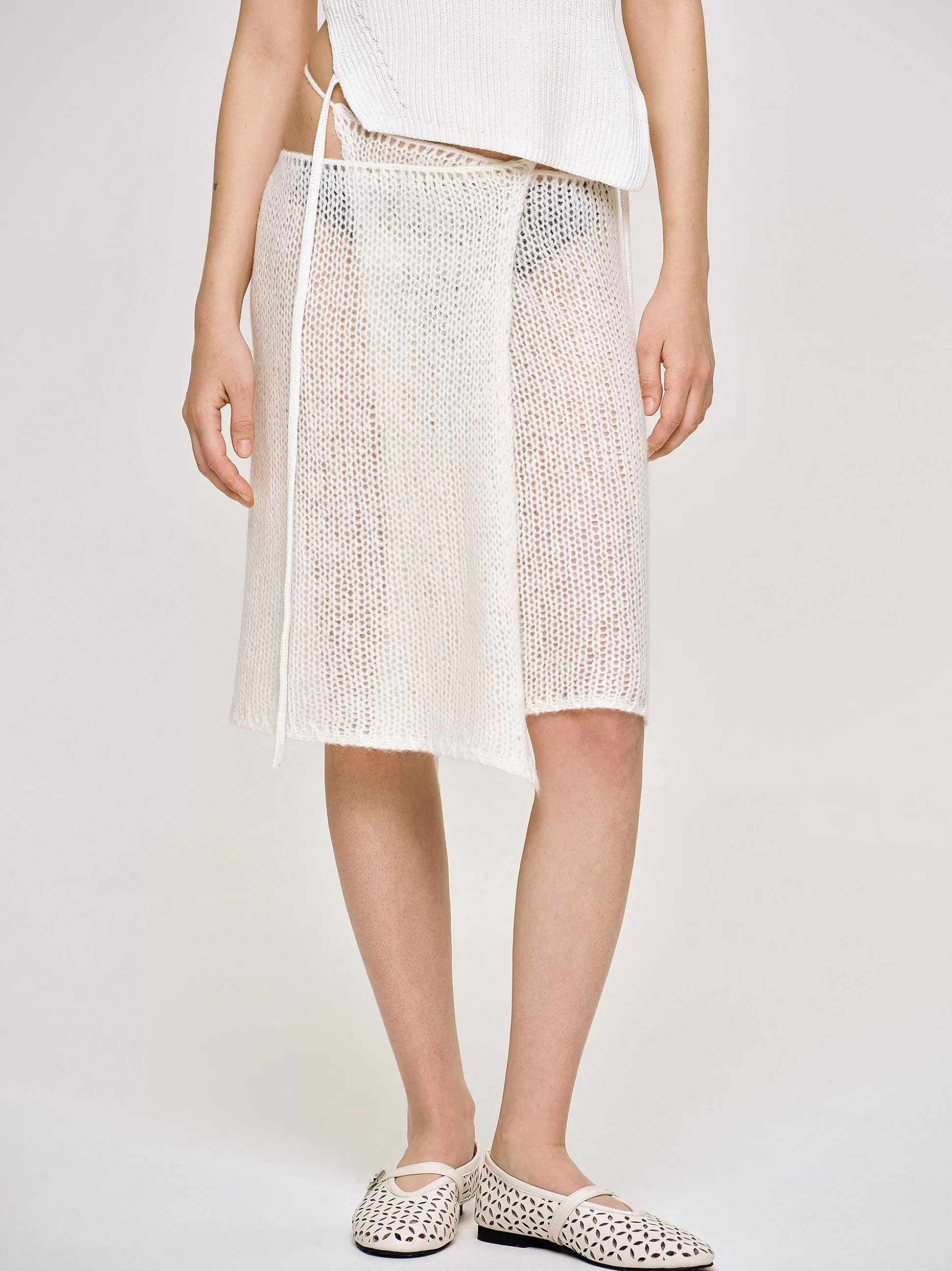 Women Source Unknown Bottoms-Semi-Sheer Knit Skirt, Birch