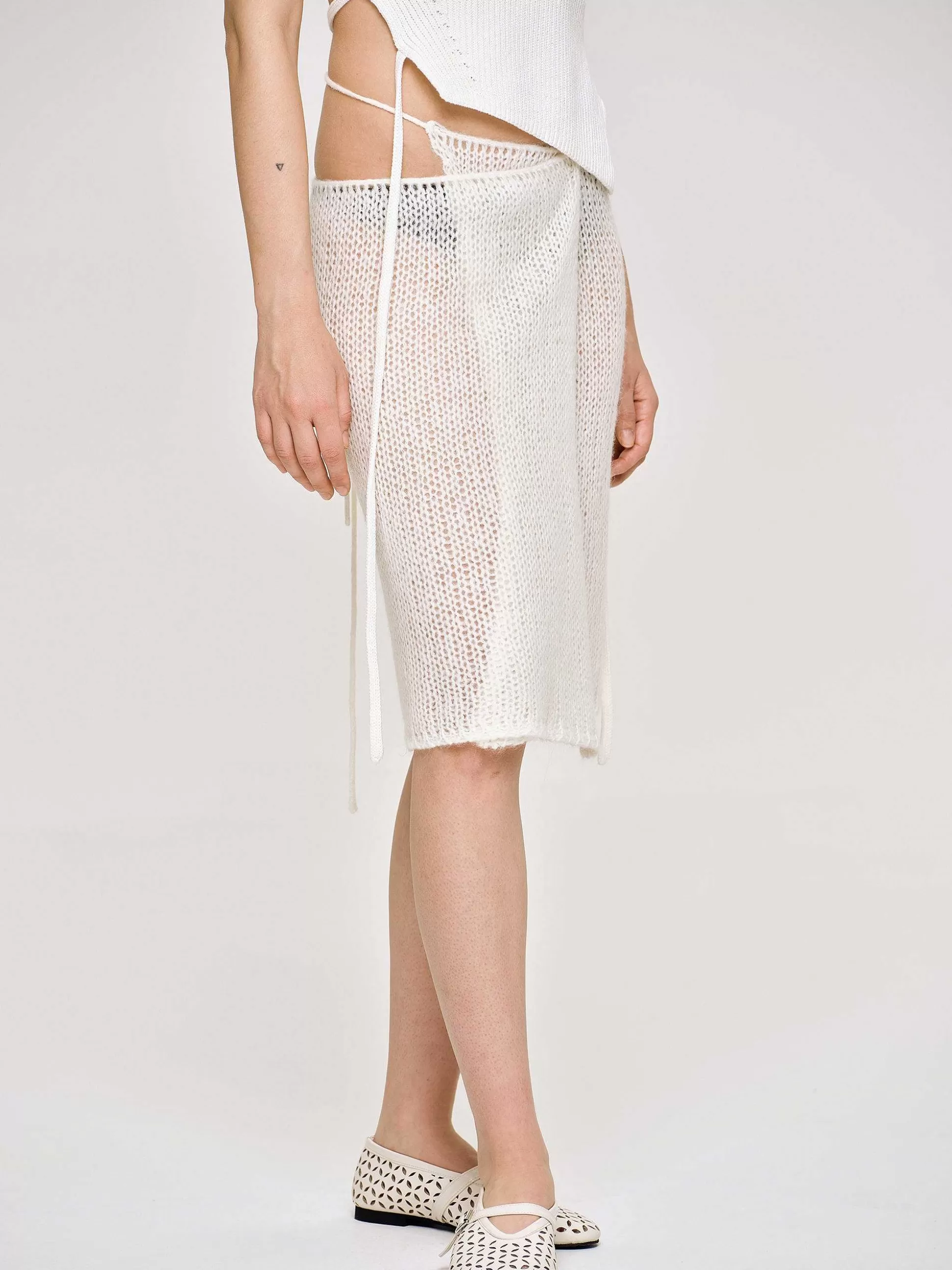Women Source Unknown Clothing-Semi-Sheer Knit Skirt, Birch