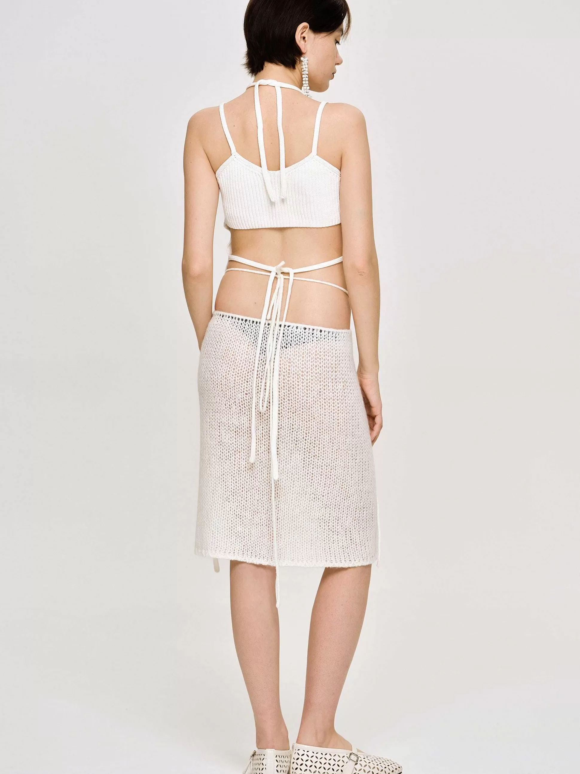 Women Source Unknown Co-Ords-Semi-Sheer Knit Skirt, Birch