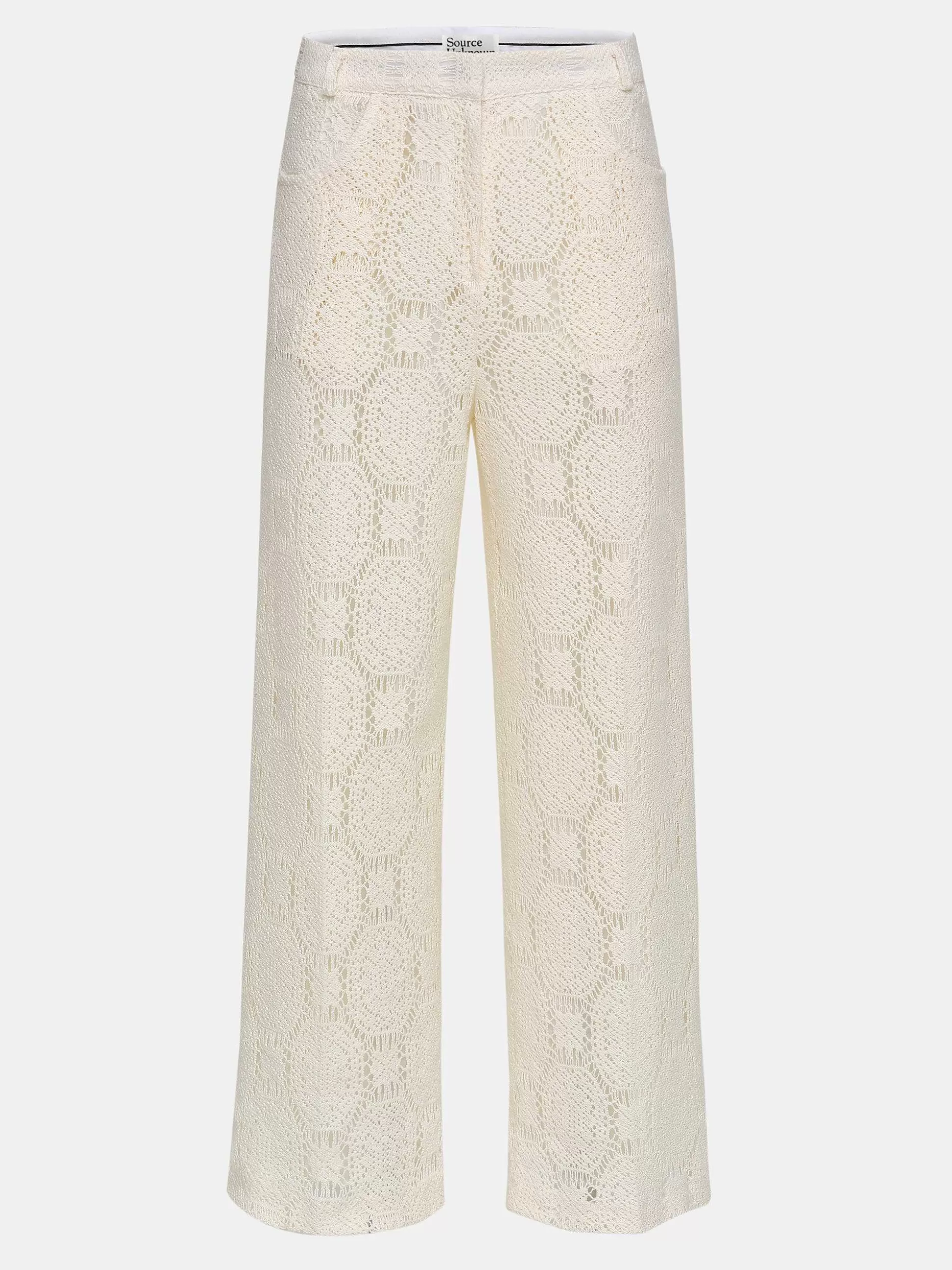 Women Source Unknown Bottoms-Sevilla Crochet Wide Trousers, Ecru